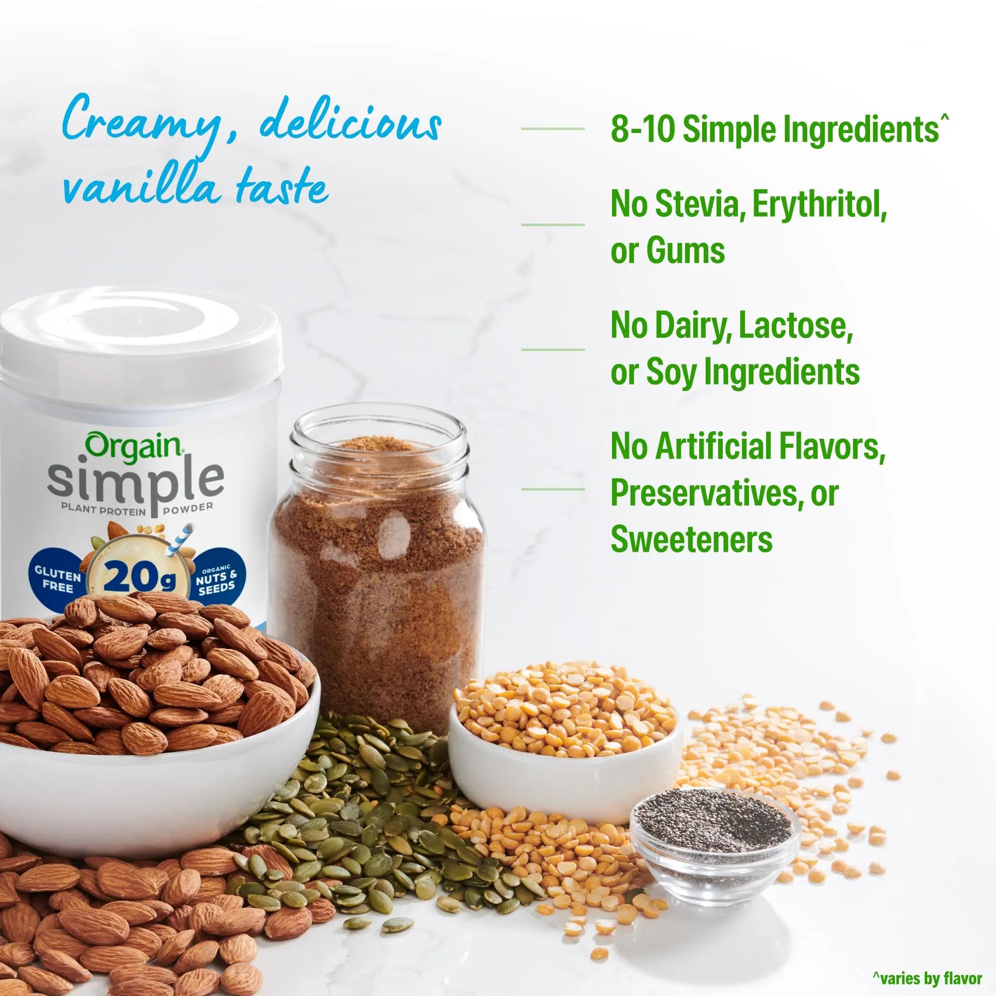 Orgain Organic Simple Vegan Protein Powder, Vanilla - 20g Plant Based Protein, Made with less Ingredients, No Artificial Sweeteners, Gluten Free, No Dairy or Lactose, 1.25 lb (Packaging May Vary) Orgain uk supplements