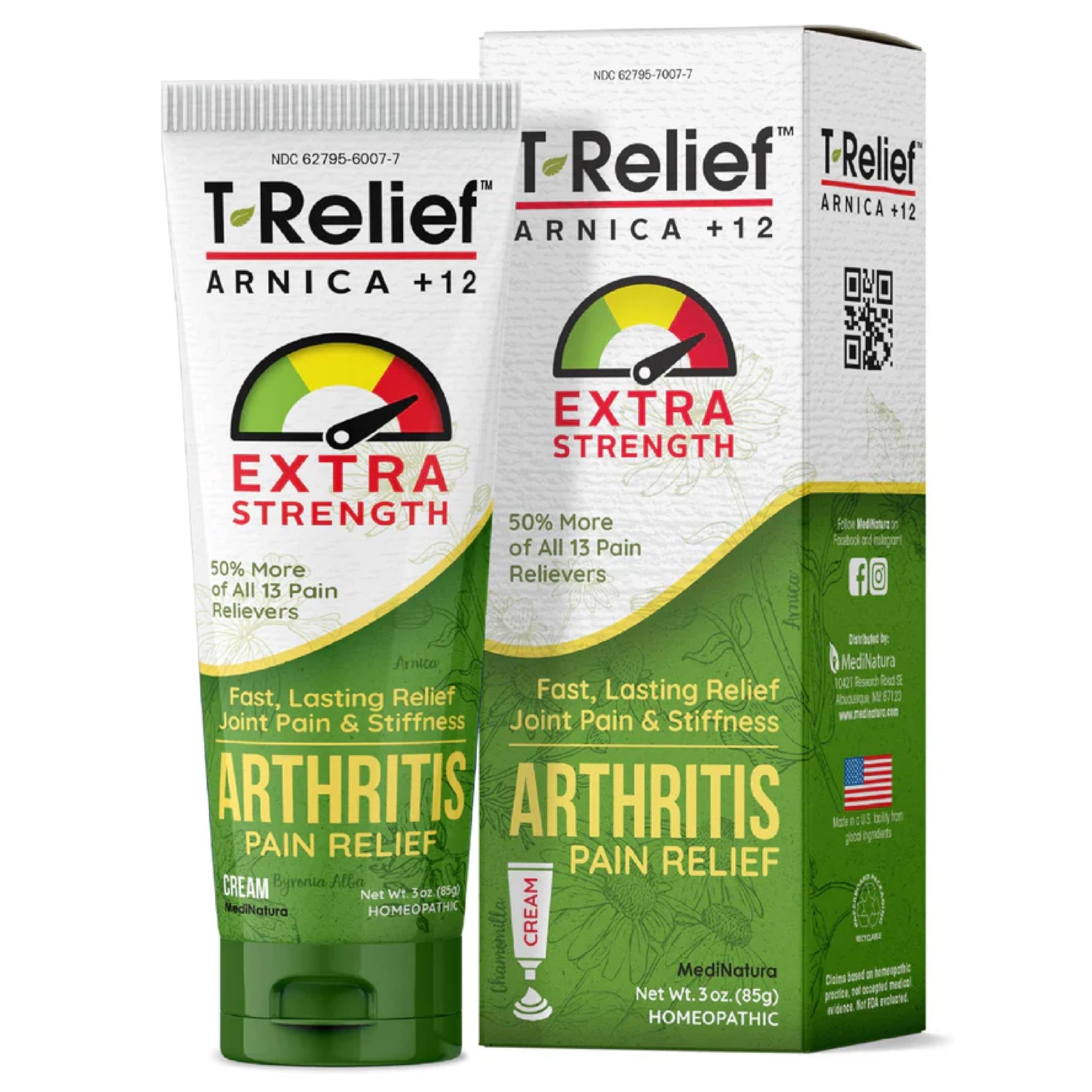 T-Relief Extra Strength Arthritis Cream Arnica +12 Pain Relieving Natural Medicines Help Soothe Soreness Stiffness Aches & Pains in Joints Naturally - 3 oz MediNatura uk supplements