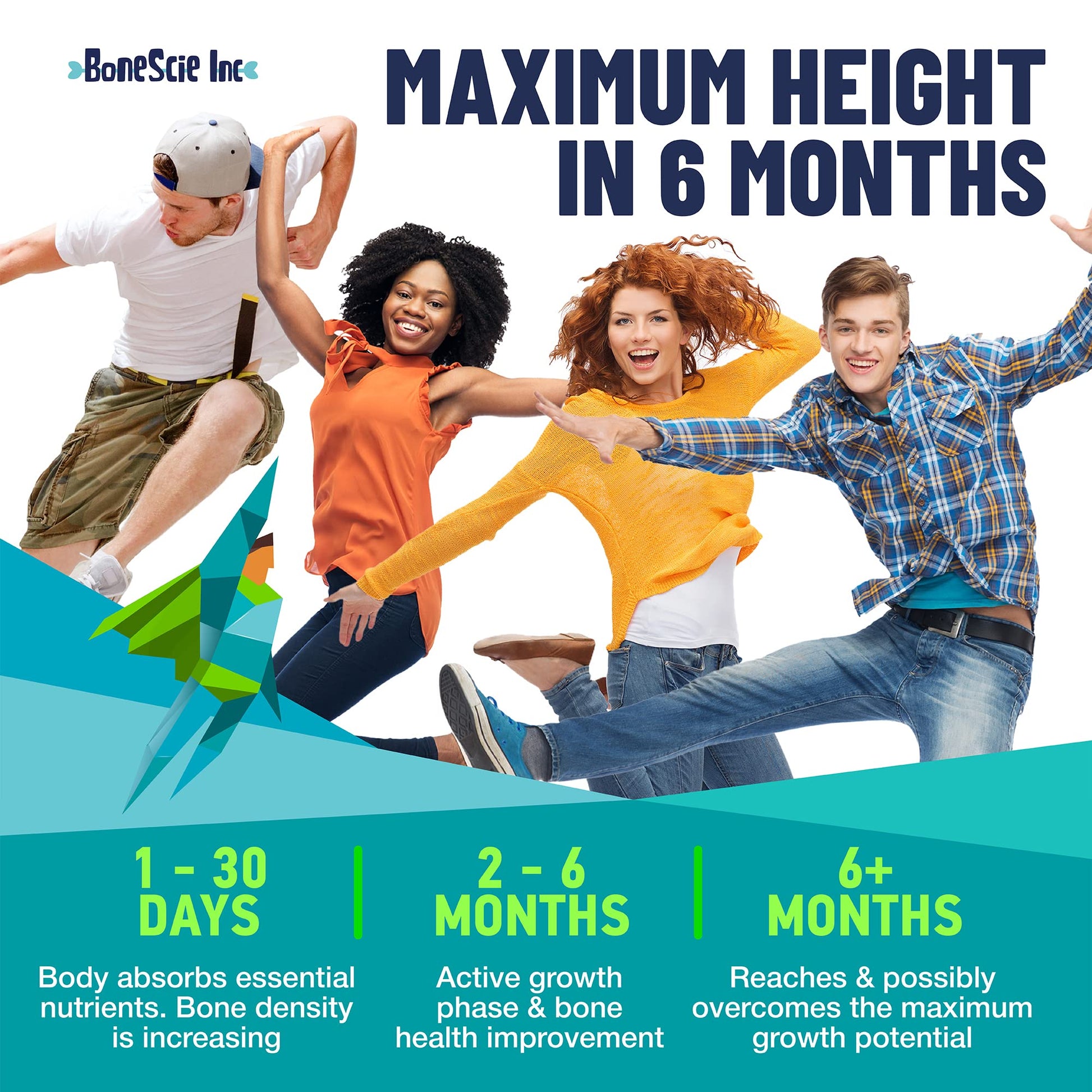 Height Growth Maximizer - Made in USA - Natural Height Increase Booster & Bone Growth Pills - Grow Taller Supplement for Adults, Teens & Kids - Vitamins for Boys & Girls to Get Taller - 120 capsules BONESCIE INC uk supplements