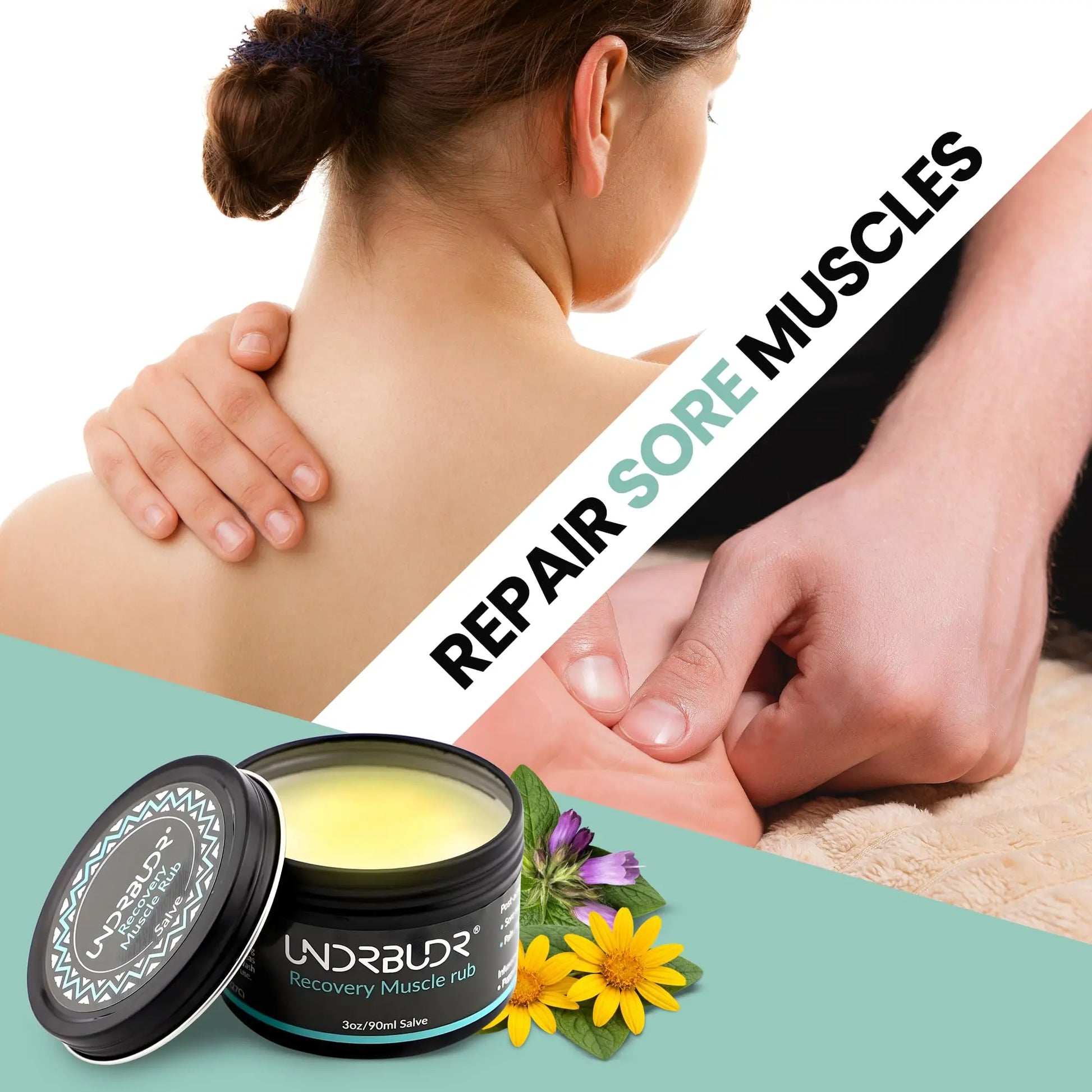 UNDRBUDR Post-Activity Recovery Muscle Rub Salve with Arnica, Comfrey & Essential Oils- Balm for Muscle Soreness, Joint Discomfort & Post-Workout Recovery, Natural Formula for Active Lifestyles (3 oz) UNDRBUDR uk supplements