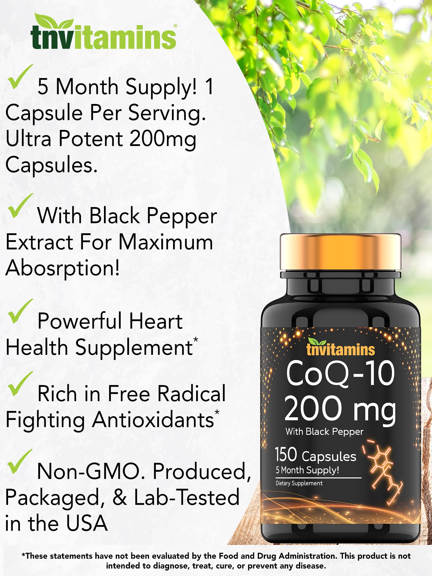 tnvitamins Ultra Potent CoQ-10 200 MG - 150 Capsules with Black Pepper Extract tnvitamins uk supplements