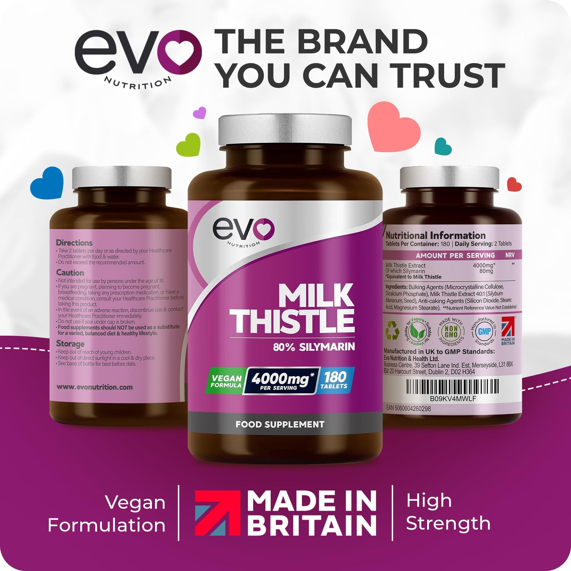 Milk Thistle Tablets 4000mg | 80% Silymarin | 180 Tablets | High Strength Vegan Supple EVO NUTRITION uk supplements