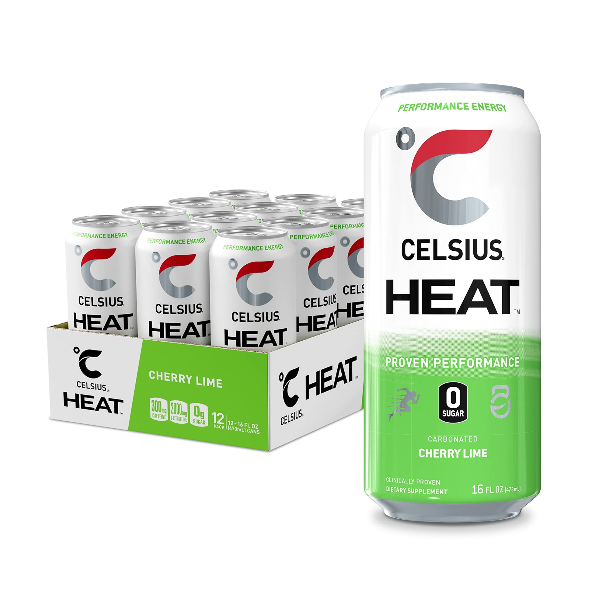 CELSIUS HEAT Performance Energy Drink, Cherry Lime, 16 Fl Oz (Pack of 12) CELSIUS uk supplements