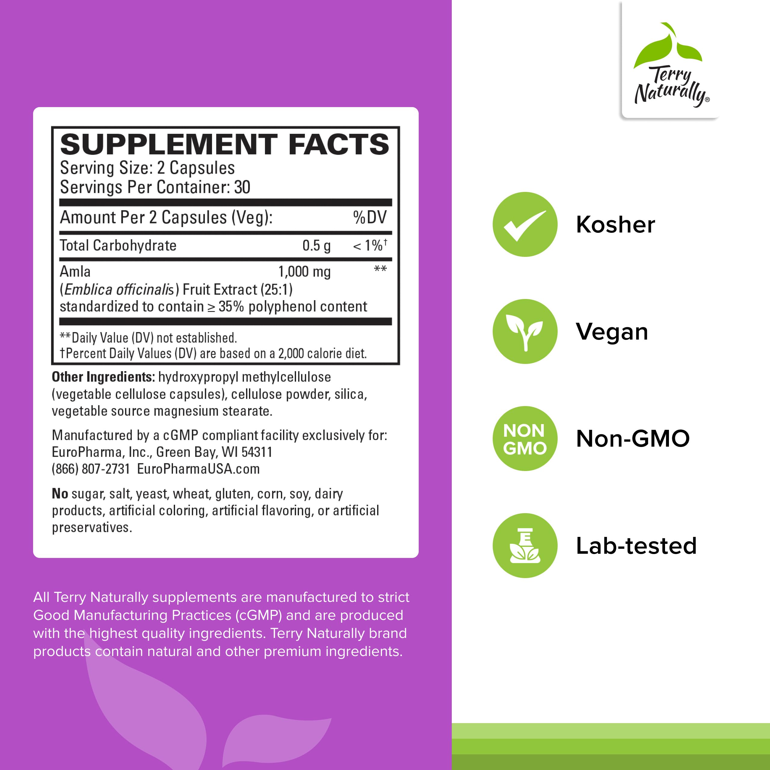 Terry Naturally Healthy Cholesterol with Amla - Antioxidant Supplement for Immune & Heart Support - Supplement to Aid Healthy Cholesterol & Triglyceride - 60 Capsules Terry Naturally uk supplements