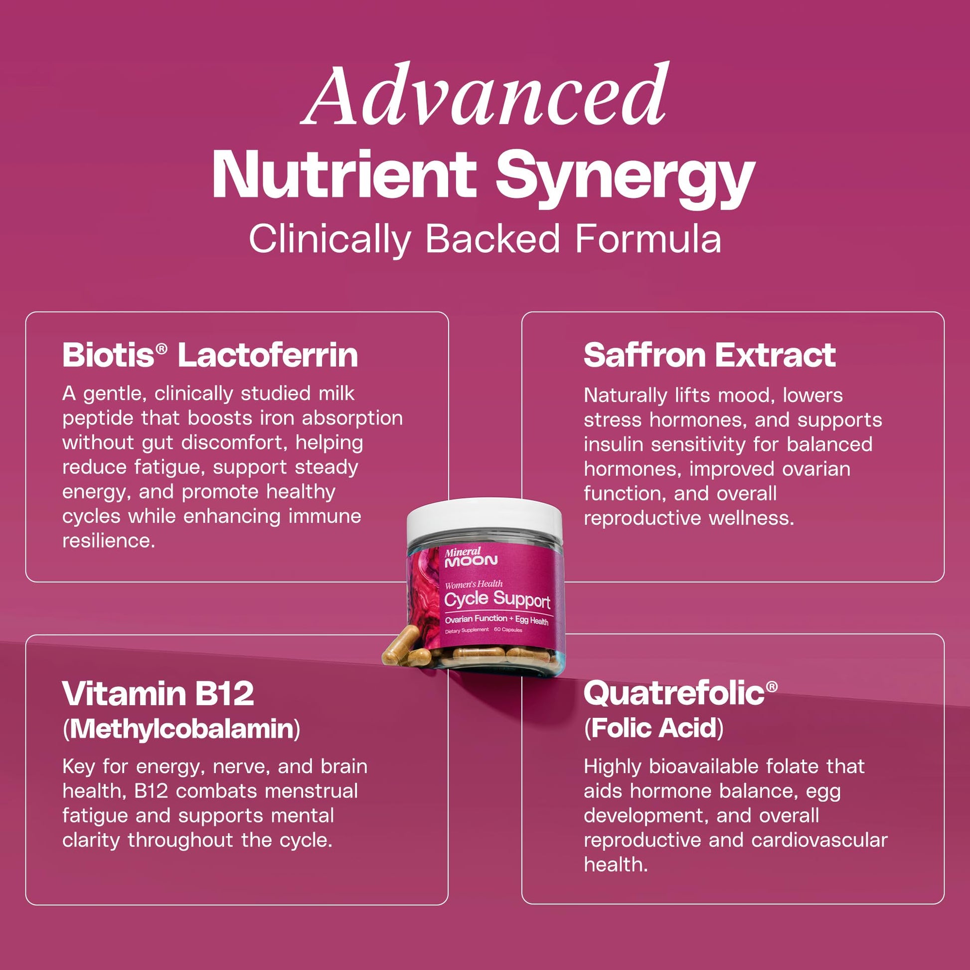 Mineral Moon Hormonal Support Bundle - Menstrual Supplement + Cycle Support - Aid Ovulation, Hormonal Balance & PMS Support - Reduce Period Cramps & Fatigue - Antioxidant Ovarian Support Vitamins Mineral Moon uk supplements