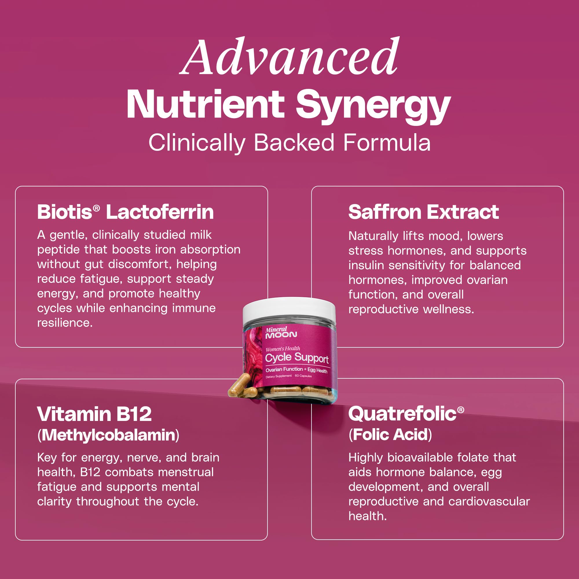 Mineral Moon Hormonal Support Bundle - Menstrual Supplement + Cycle Support - Aid Ovulation, Hormonal Balance & PMS Support - Reduce Period Cramps & Fatigue - Antioxidant Ovarian Support Vitamins Mineral Moon uk supplements