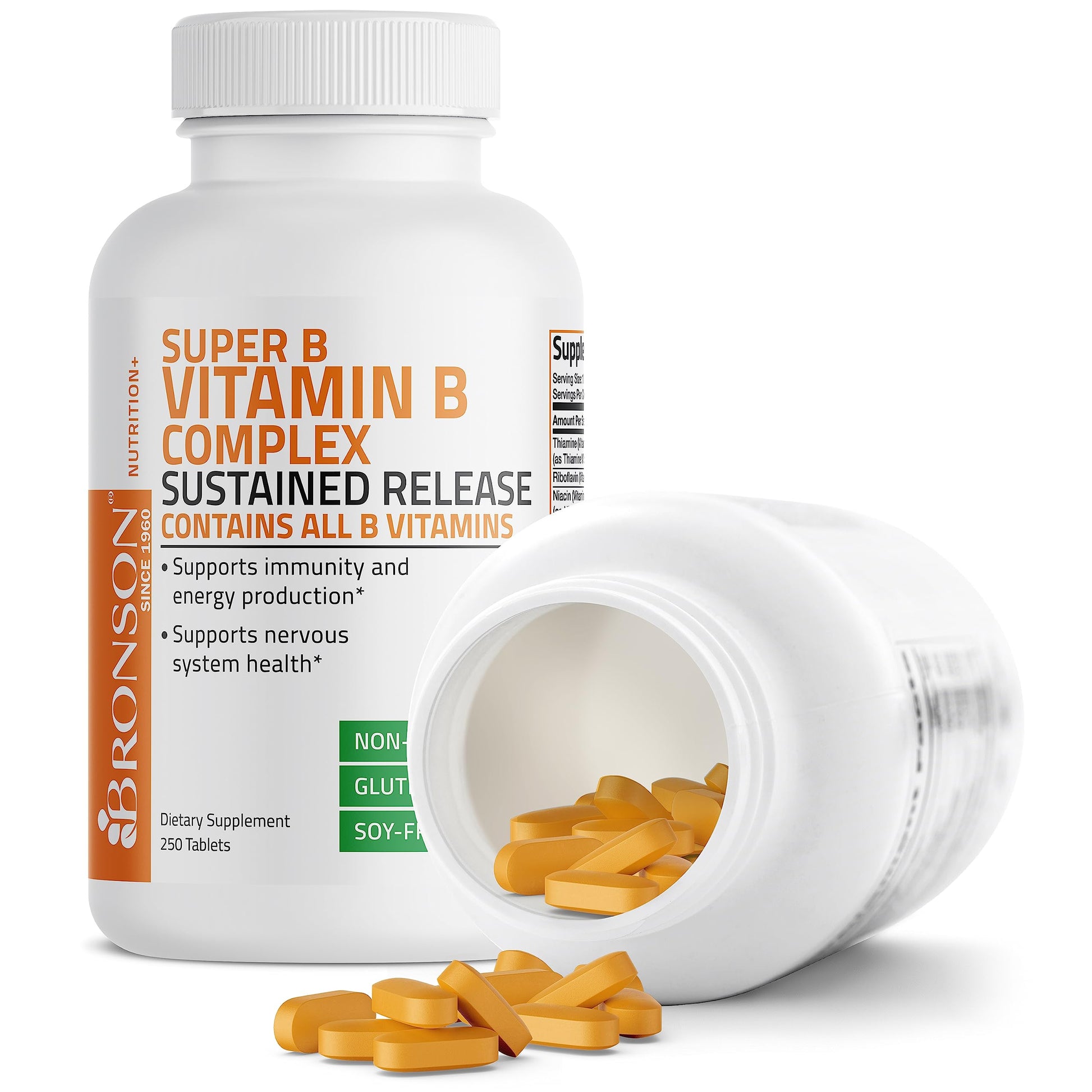 Bronson Super B Vitamin B Complex Sustained Slow Release Vitamin B1, B2, B3, B6, B9 Bronson uk supplements