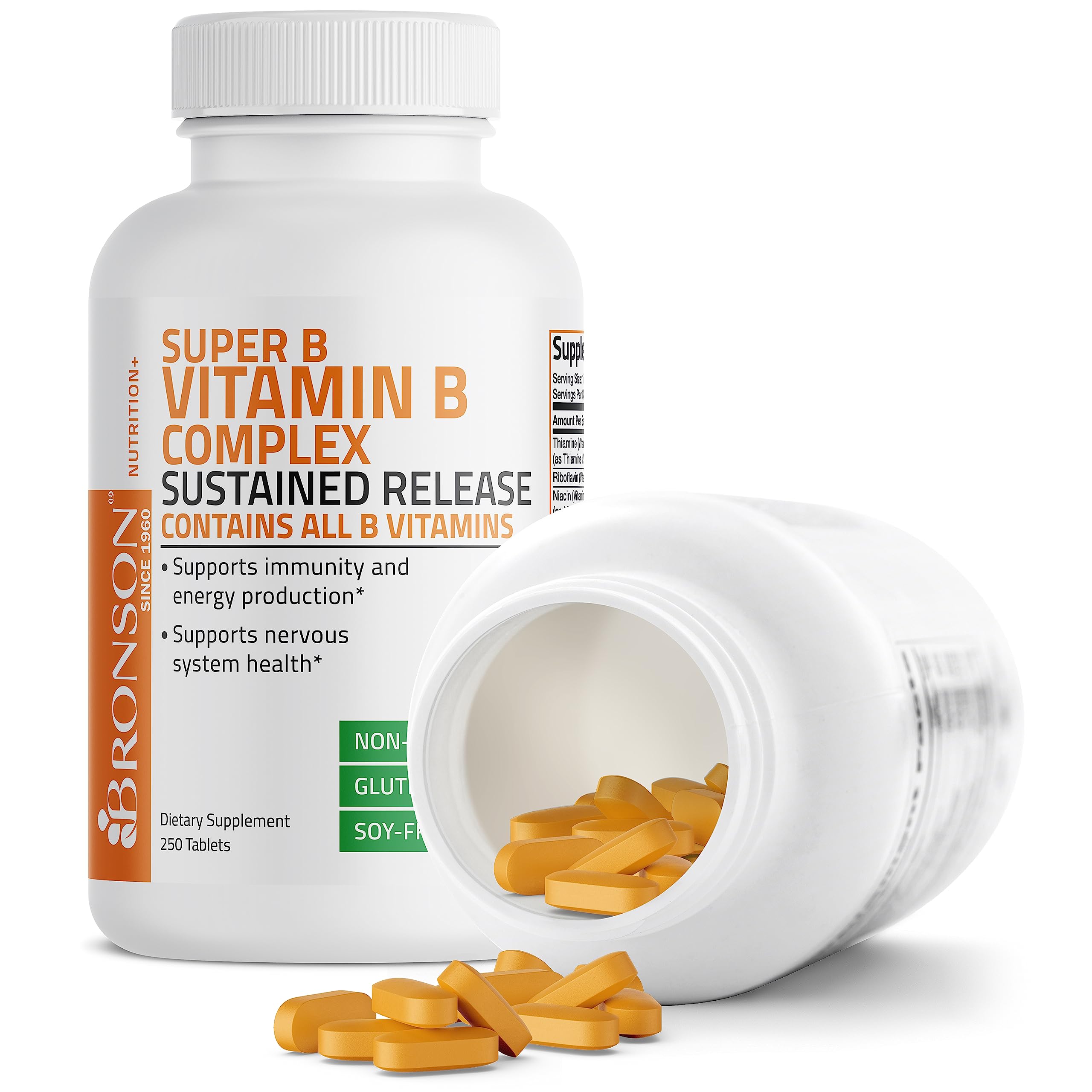 Bronson Super B Vitamin B Complex Sustained Slow Release Vitamin B1, B2, B3, B6, B9 Bronson uk supplements