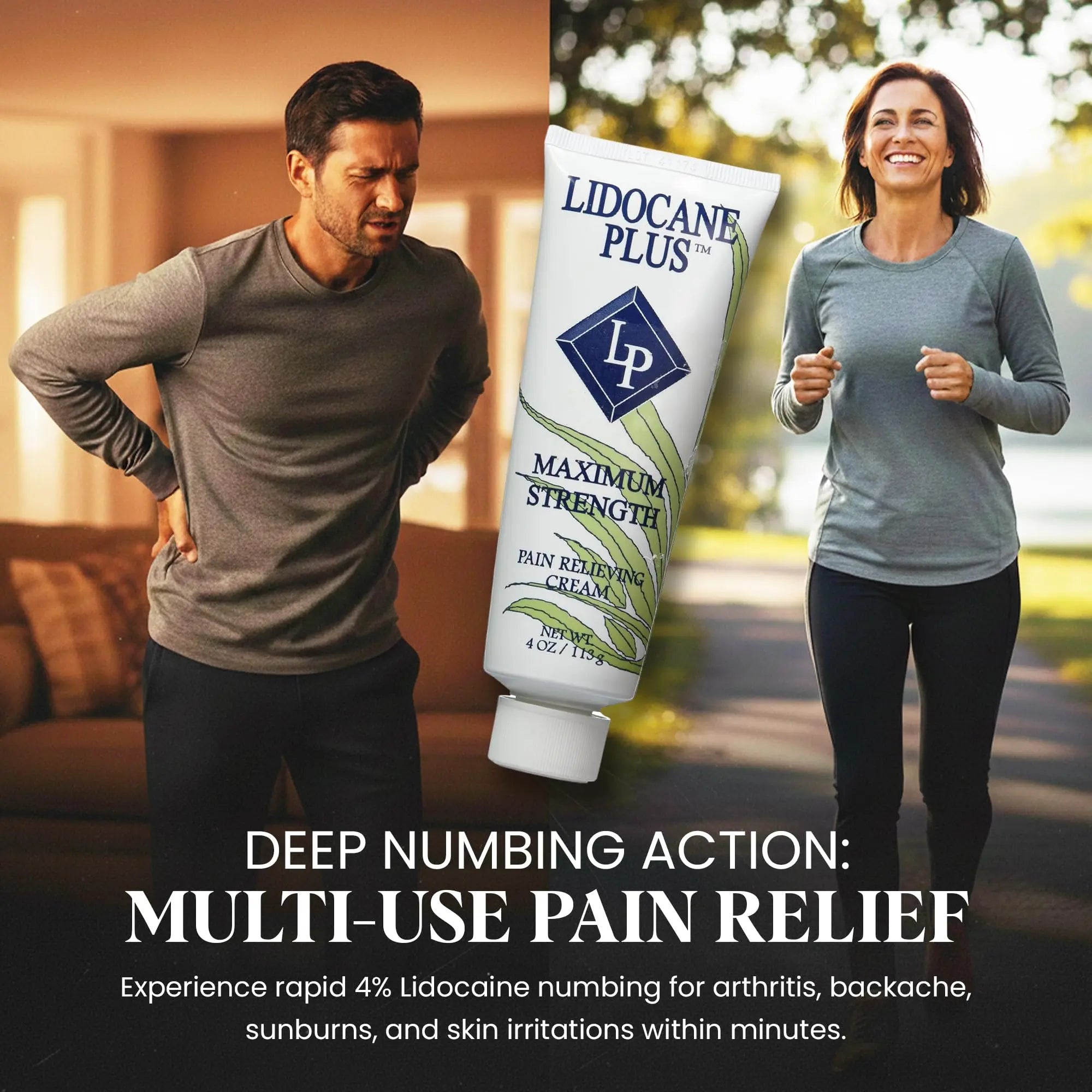 Lidocaine Plus 4% Lidocaine Cream Maximum Strength Pain & Itch Relief - Non-Greasy Formula Numbing Cream - Fast Acting Topical Pain Reliever, Soothing Topical Analgesic Aloe Vera Scent - 4 oz Lidocaine Plus uk supplements