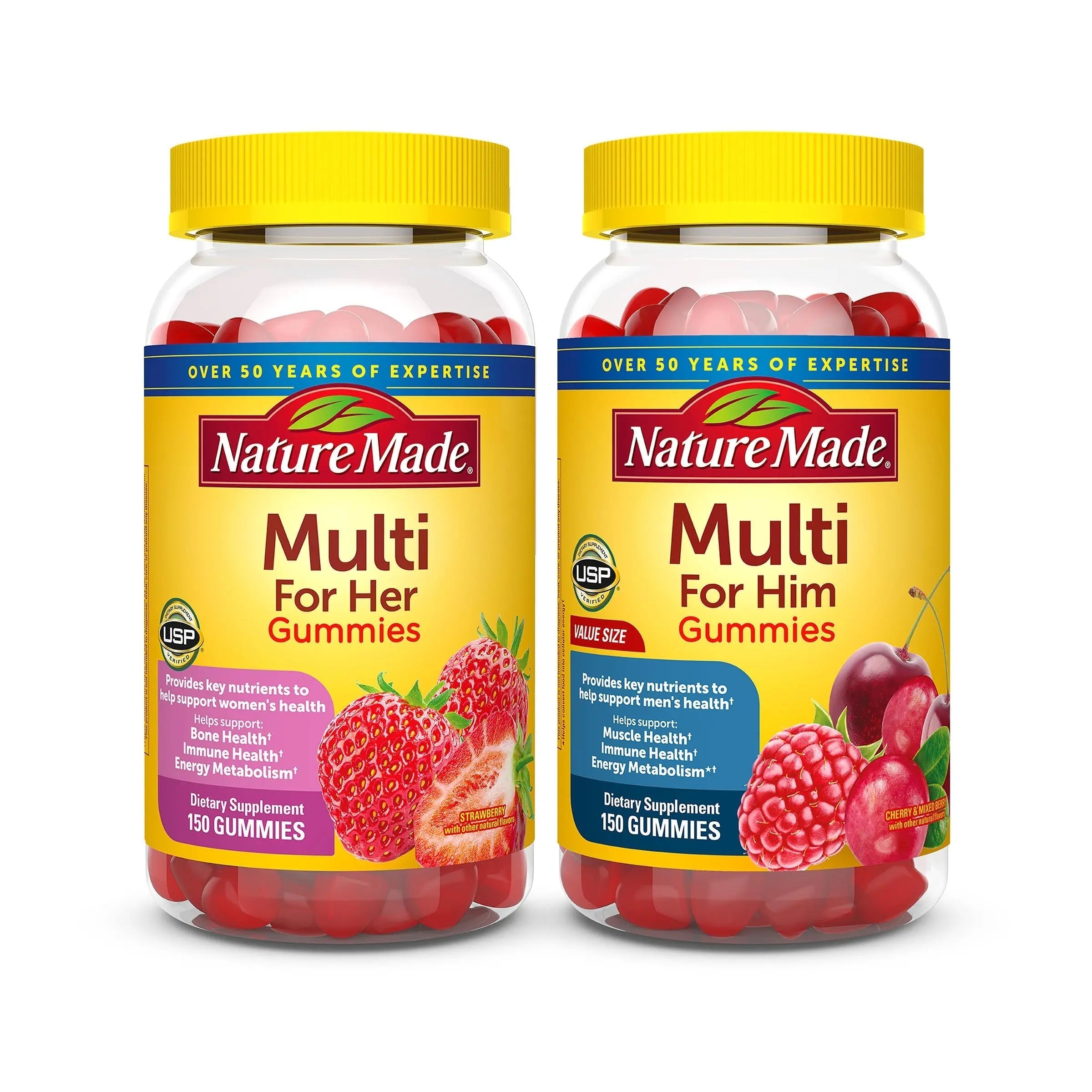 Nature Made Multivitamin Gummies Combo Pack for Him & Her, Tasty Men & Womens Multivitamin with Vitamin C, Vitamin D3, B Vitamins Nature Made uk supplements