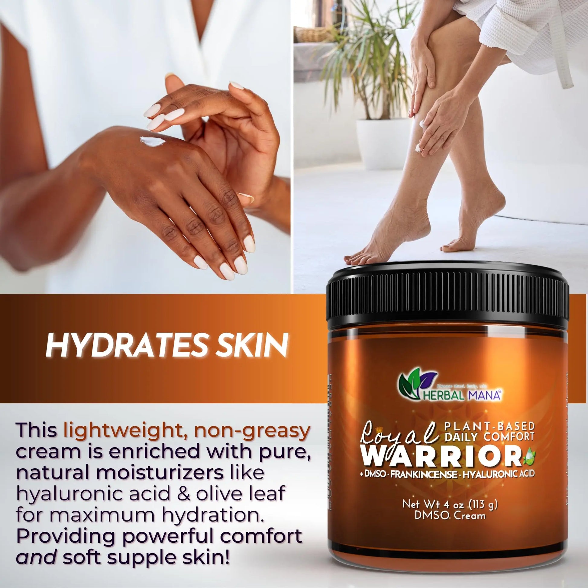 Herbal Mana Frankincense DMSO Body Cream with Magnesium & Hyaluronic Acid | Royal Warrior Herbal Mana uk supplements