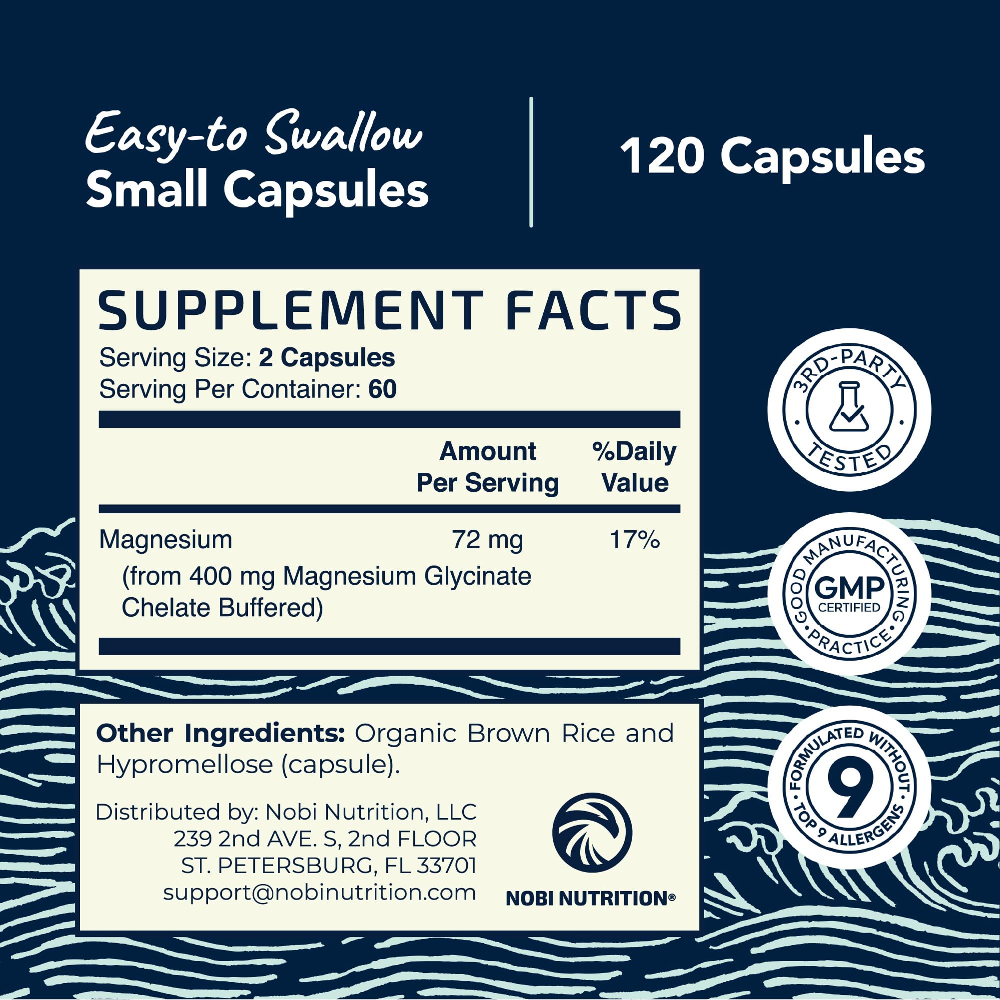 Magnesium Glycinate 400mg | High Absorption Formula for Sleep, Calm, Muscle Relaxation, Heart, Bone & Nerve Support for Women & Men | Chelated Magnesium Glycinate Supplement | 120 Ct (2 Month Supply) Nobi Nutrition uk supplements