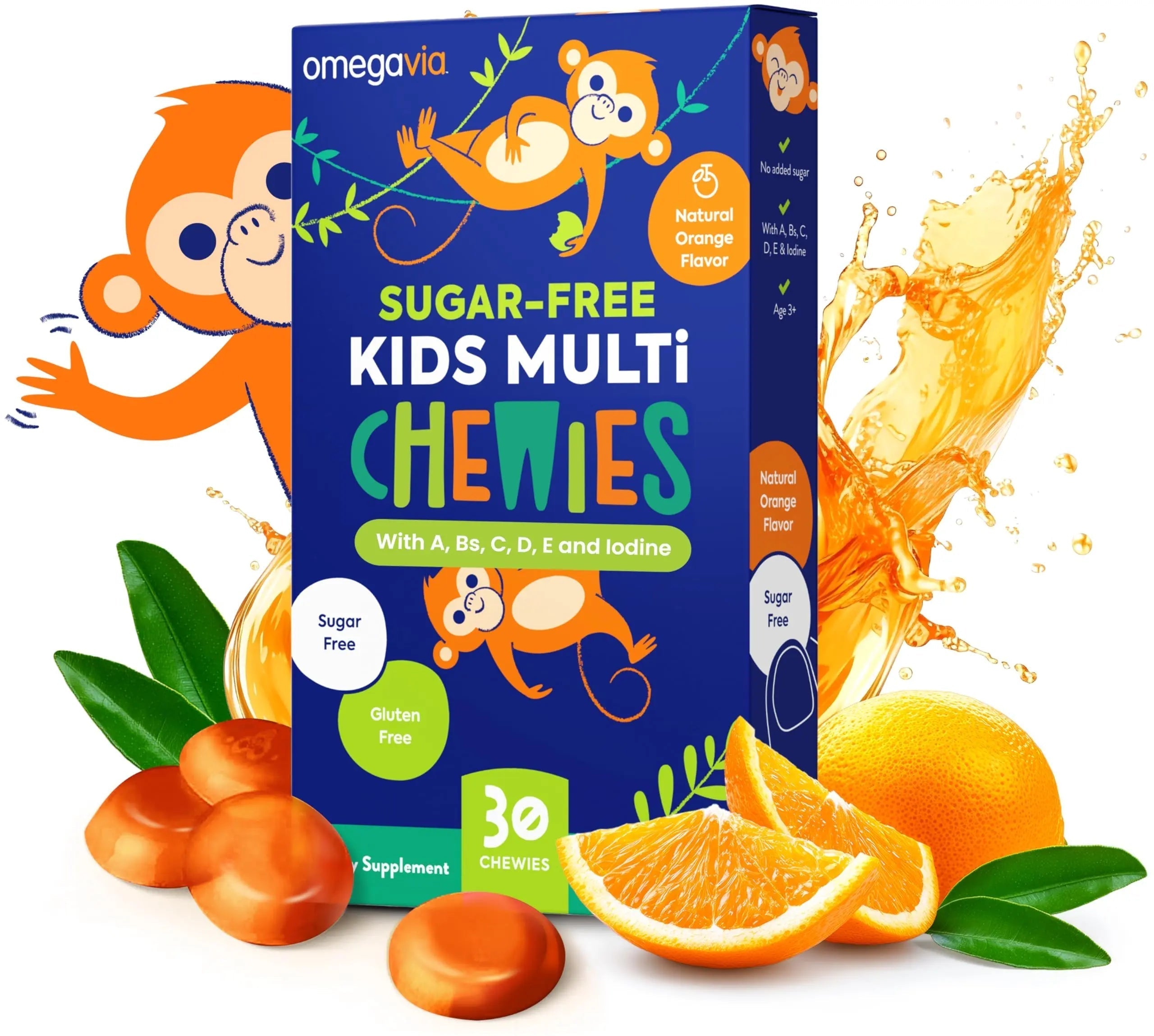 OmegaVia Sugar Free Kids Multivitamin Chewies - Daily Chewable Gummy Vitamins for Kids 3+ OmegaVia uk supplements