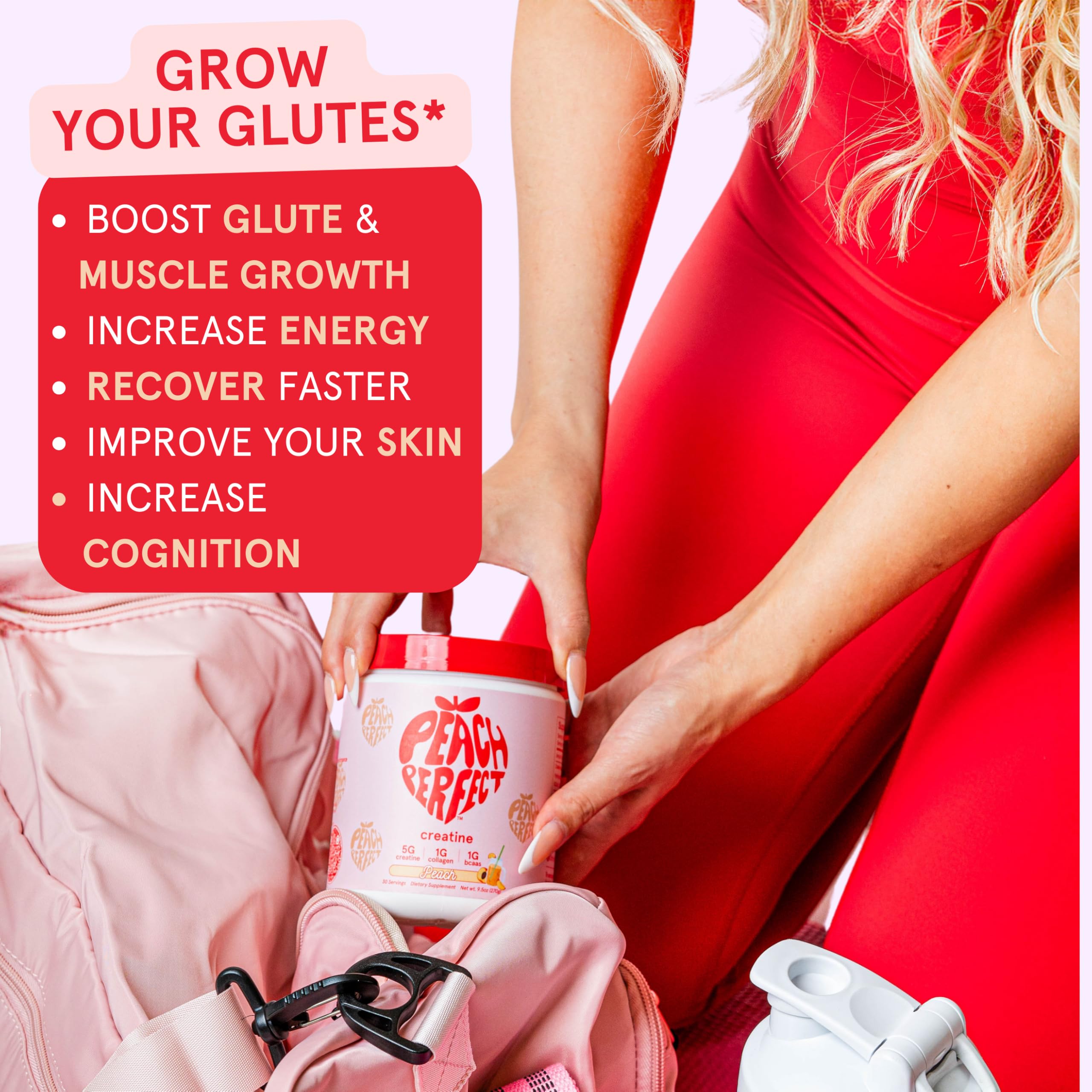 Peach Perfect Creatine Blend for Women – Micronized Creatine Monohydrate with BCAA & Collagen for Glute Strength Support – Strawberry Acai – 30 Servings Peach Perfect uk supplements