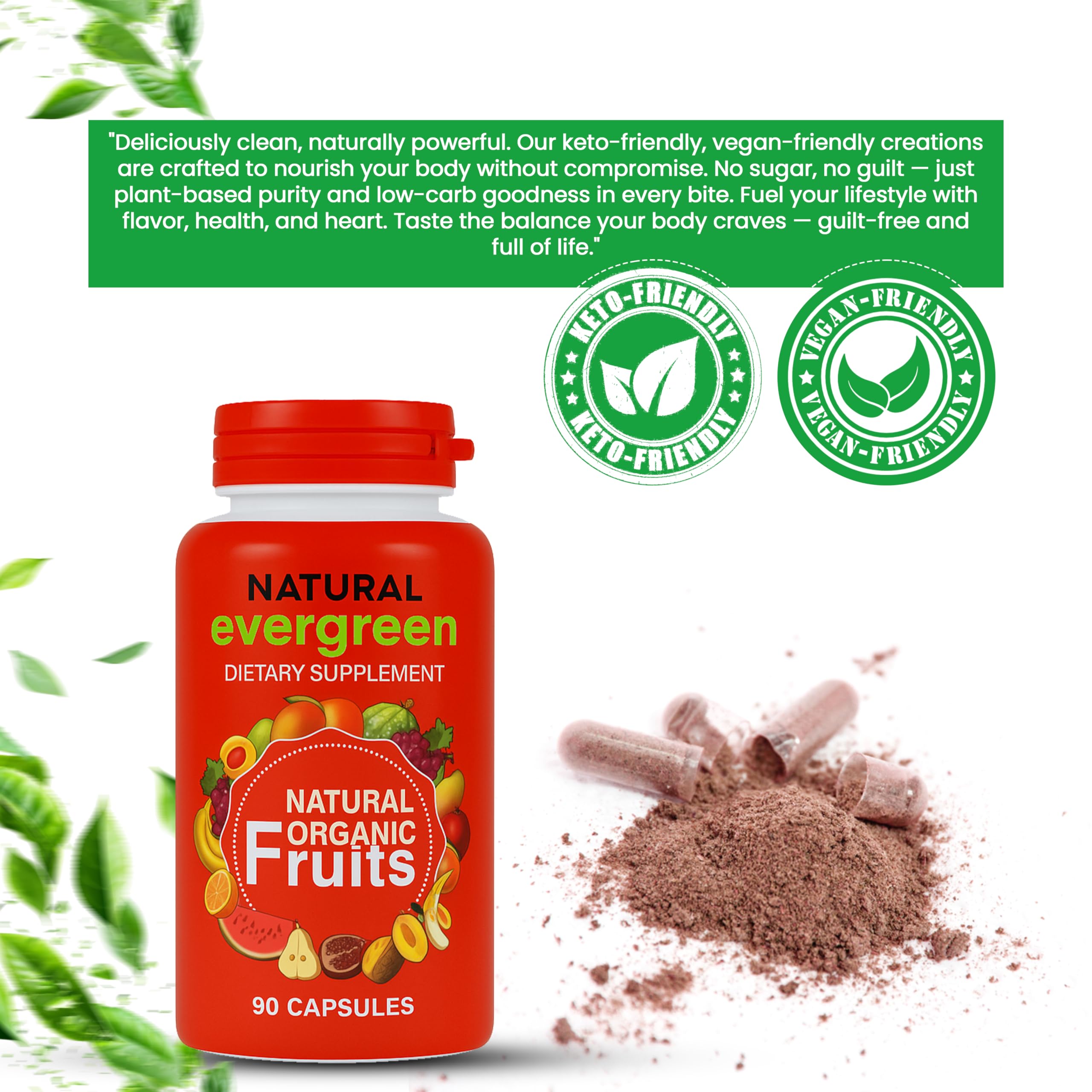 Fruit and Veggies Supplement – 100% Natural Super Greens Blend with Fruits & Vegetables | Veggie Capsules for Adults & Kids | Daily Nutrient Support Packed with Natural Vitamins & Minerals Natural Evergreen uk supplements