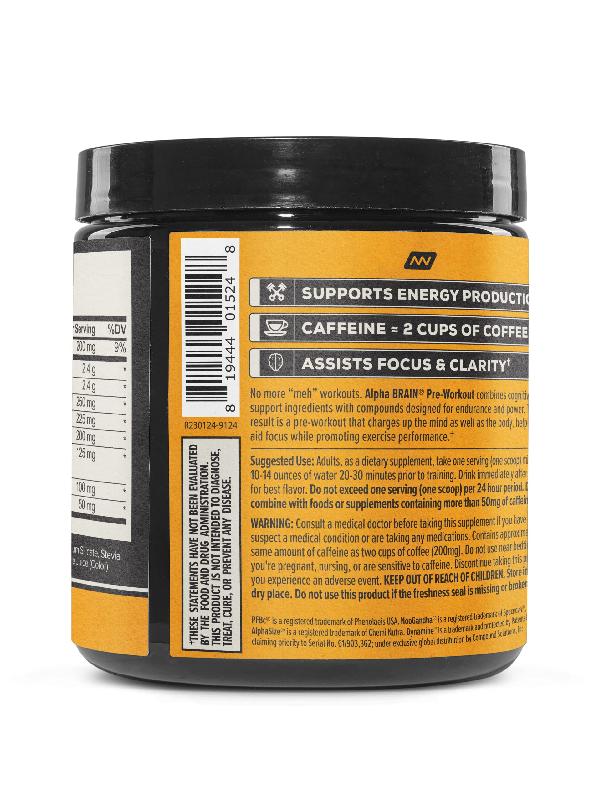 ONNIT Alpha Brain Pre-Workout - Yuzu Peach (20 Serving Tub) ONNIT uk supplements