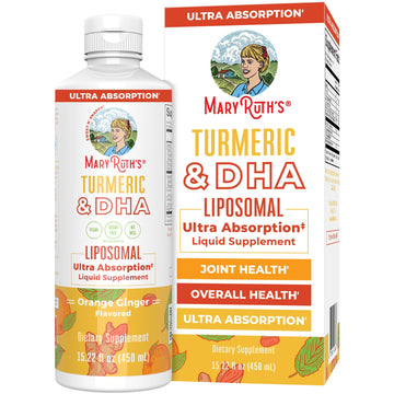 MaryRuth Organics | Liposomal Turmeric & DHA | Curcumin | Ginger Root Oil | Algal DHA & Vitamin E | Cognitive Function | Mood Support | Joint Health | Liquid Supplement | 15.22 oz MARYRUTH'S uk supplements