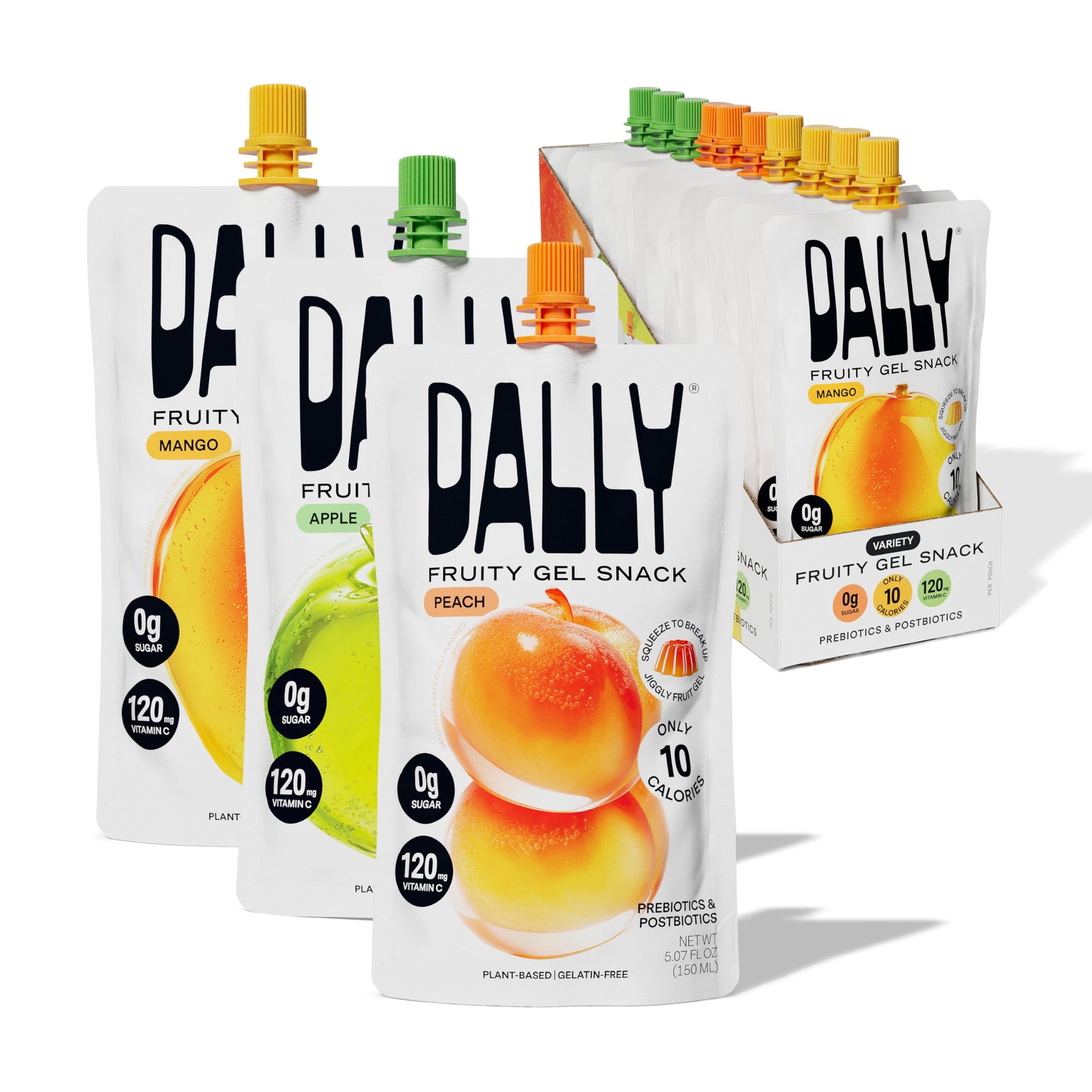 Dally Variety Pack [Mango, Peach & Apple] Drinkable Konjac Jelly 10 Pouches | 10-Calorie Keto, Gluten Free, Sugar Free Korean Fruit Snack | Prebiotics & Postbiotics for Skin, Immune, Weight Management DALLY uk supplements