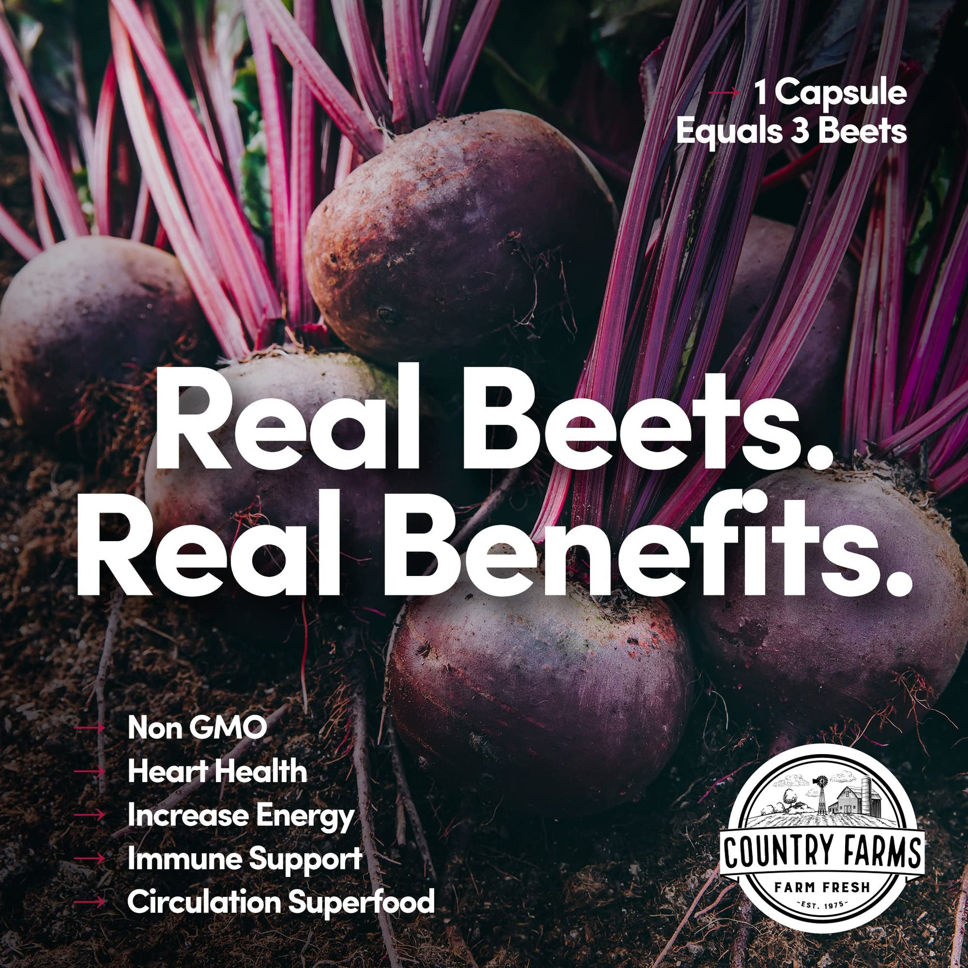 COUNTRY FARMS Bountiful Beets Root Capsules, Wholefood Beet Extract Superfood COUNTRY FARMS uk supplements