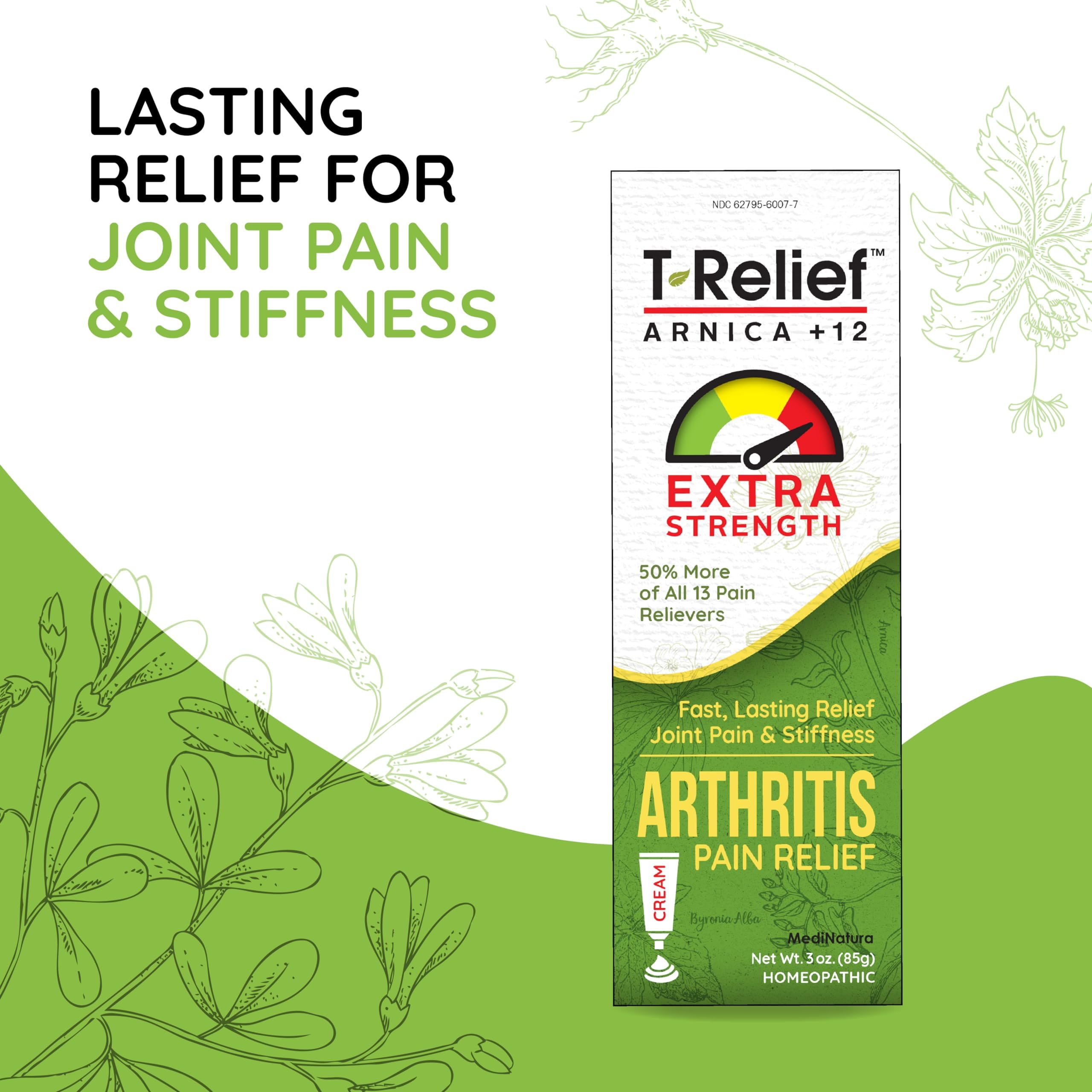 T-Relief Extra Strength Arthritis Cream Arnica +12 Pain Relieving Natural Medicines Help Soothe Soreness Stiffness Aches & Pains in Joints Naturally - 3 oz MediNatura uk supplements