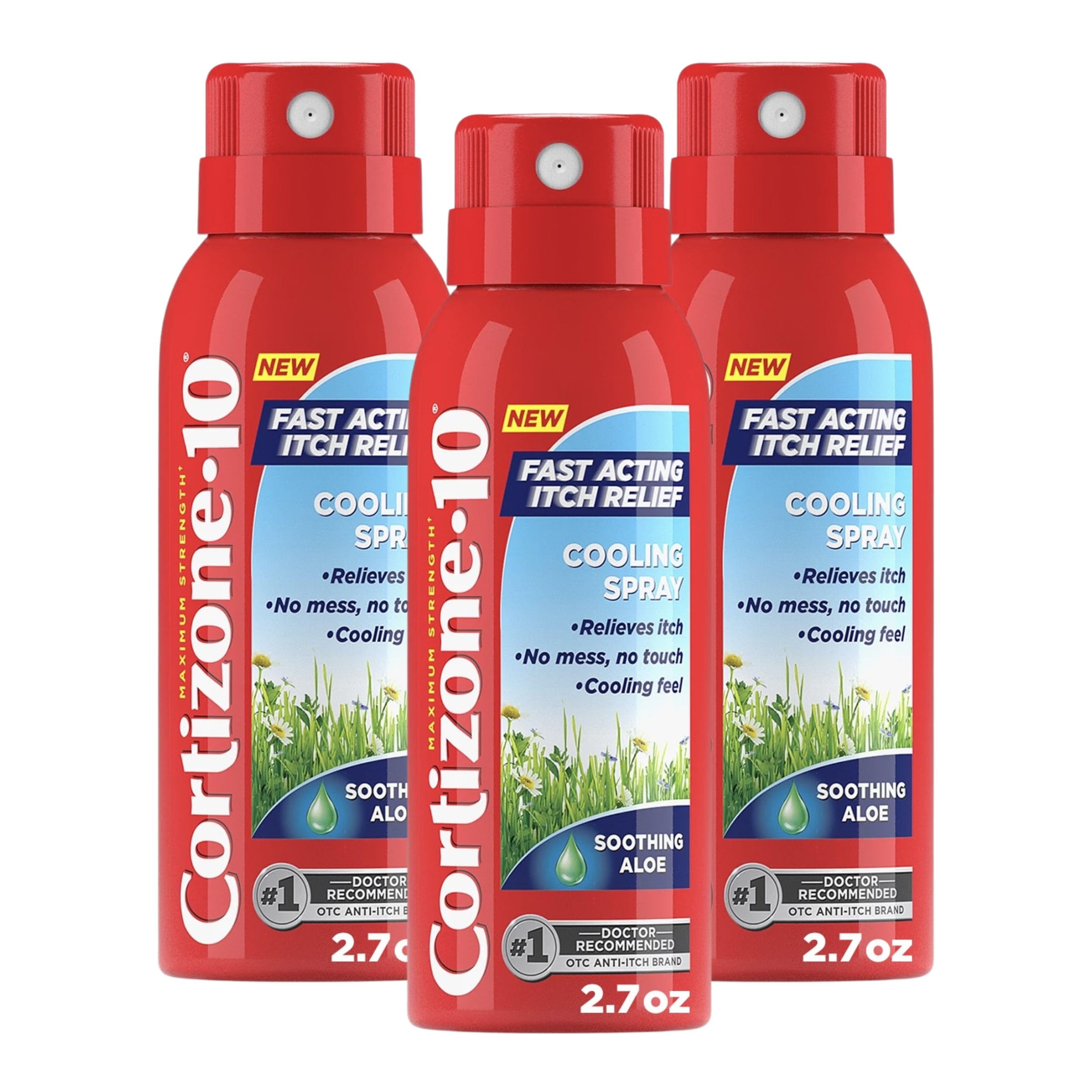 Cortizone-10 Maximum Strength Soothing Aloe Itch Relief Cooling Spray, 1% Hydrocortisone, Fast-Acting, Anti-Itch Spray for Bug Bites, Rash, Eczema, Psoriasis, Poison Ivy, Oak, Sumac, 2.7 oz 3-Pack Cortizone 10 uk supplements