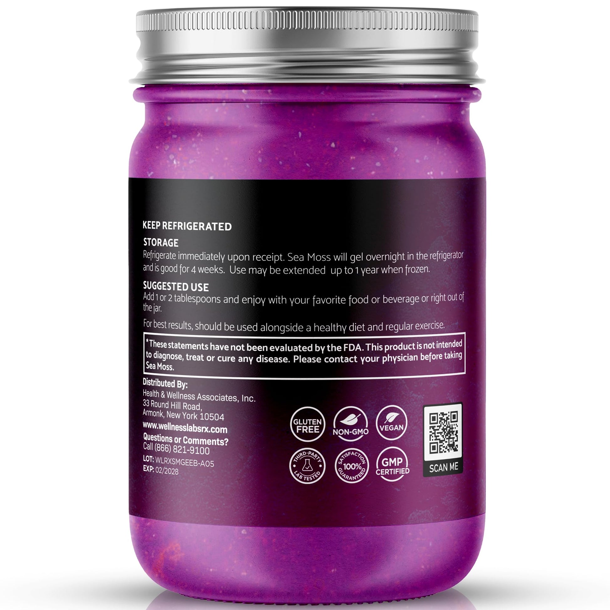 WELLNESS LABSRX Irish Sea Moss Gel Raw - Wildcrafted Superfood Seamoss Gel - Elderberry Flavor, Vitamin and Mineral-Rich from Pristine Caribbean Waters, Immune and Digestive Health Support - 10 oz. WELLNESS LABSRX uk supplements