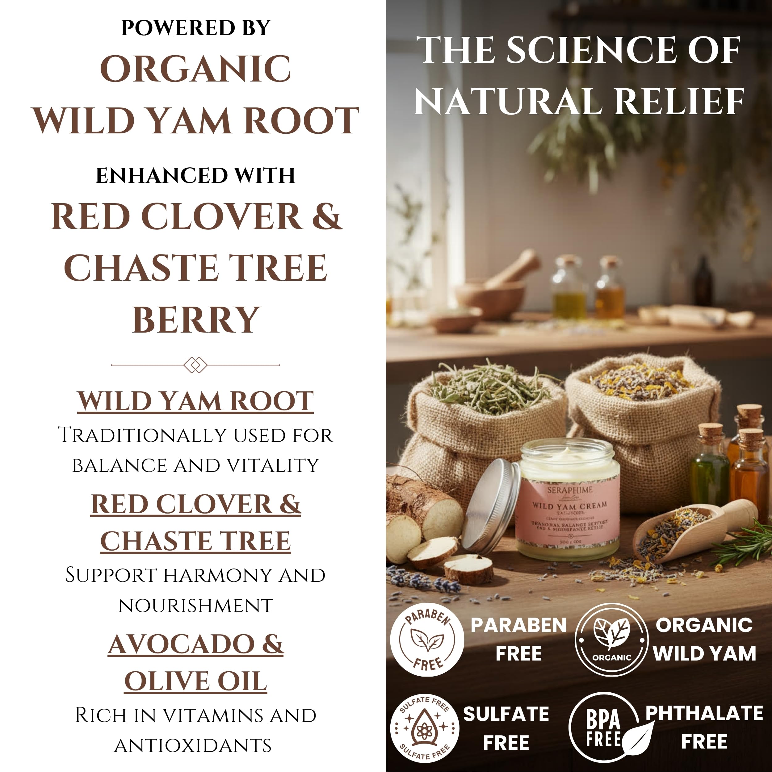 Seraphime Wild Yam Cream for Hormone Balance - Gift for Mom - Menopause and PMS Support for Women - Wild Yam Balancing Cream - Hot Flashes, Night Sweats, Mood Swings, Low Energy - Lavender 4oz Seraphime uk supplements
