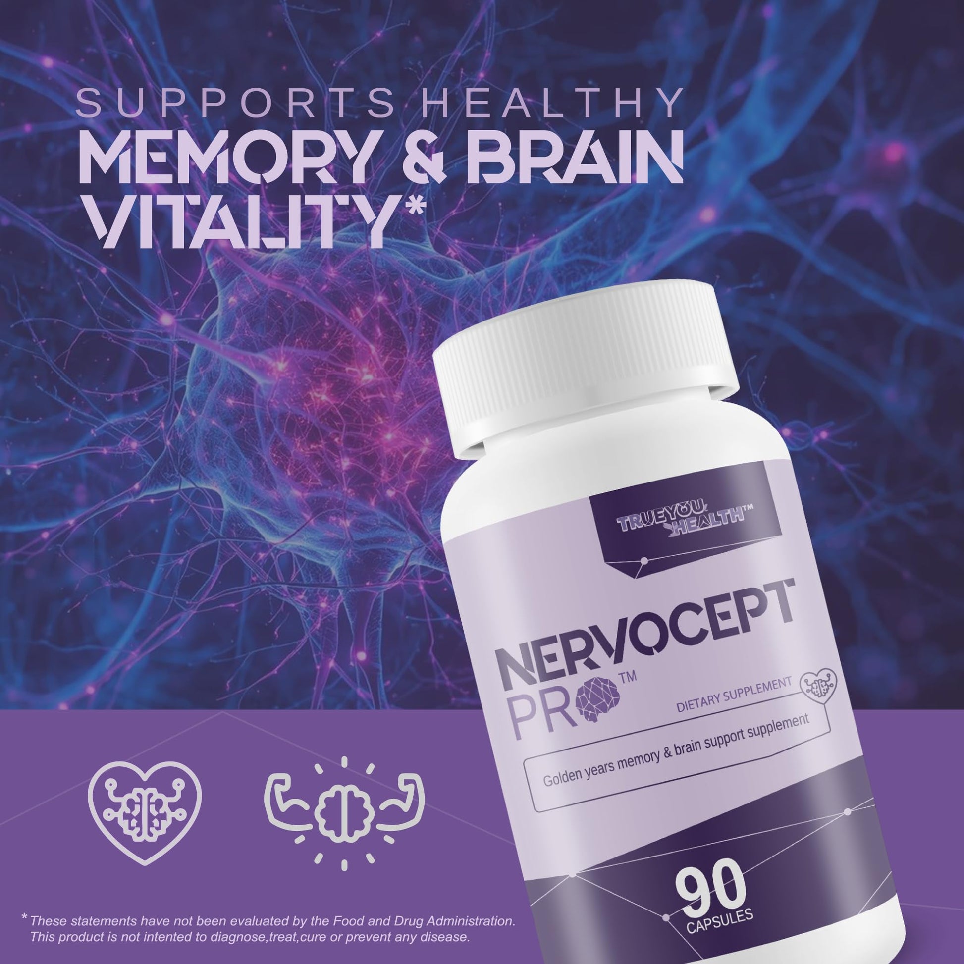 Nervocept Pro - Our Best Nerve Support Capsules - Lions Mane, Magnesium, Vitamin B For Nerve Repair - Vitamin D for Nerves - Lions Mane Memory & Nerve Support - Vitamin B12 Nerve Support True You Health uk supplements