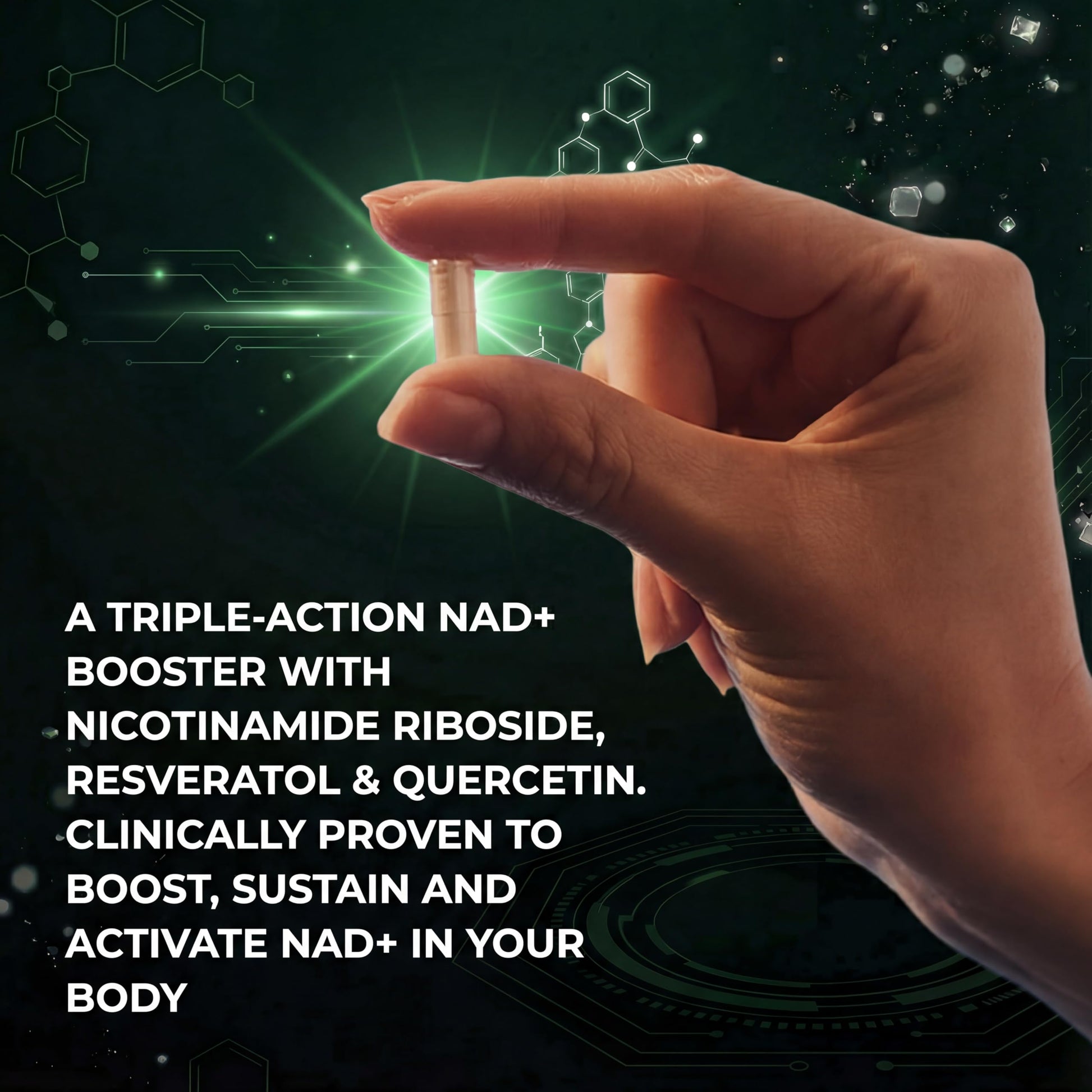 VivaThrive Advanced NAD+ Complex - NMNH Supplement Alternative - 50 Day Supply - Triple Action NAD+ Supplement - Nicotinamide Riboside - Resveratrol - Quercetin - Third-Party Tested - Made in USA VivaThrive uk supplements