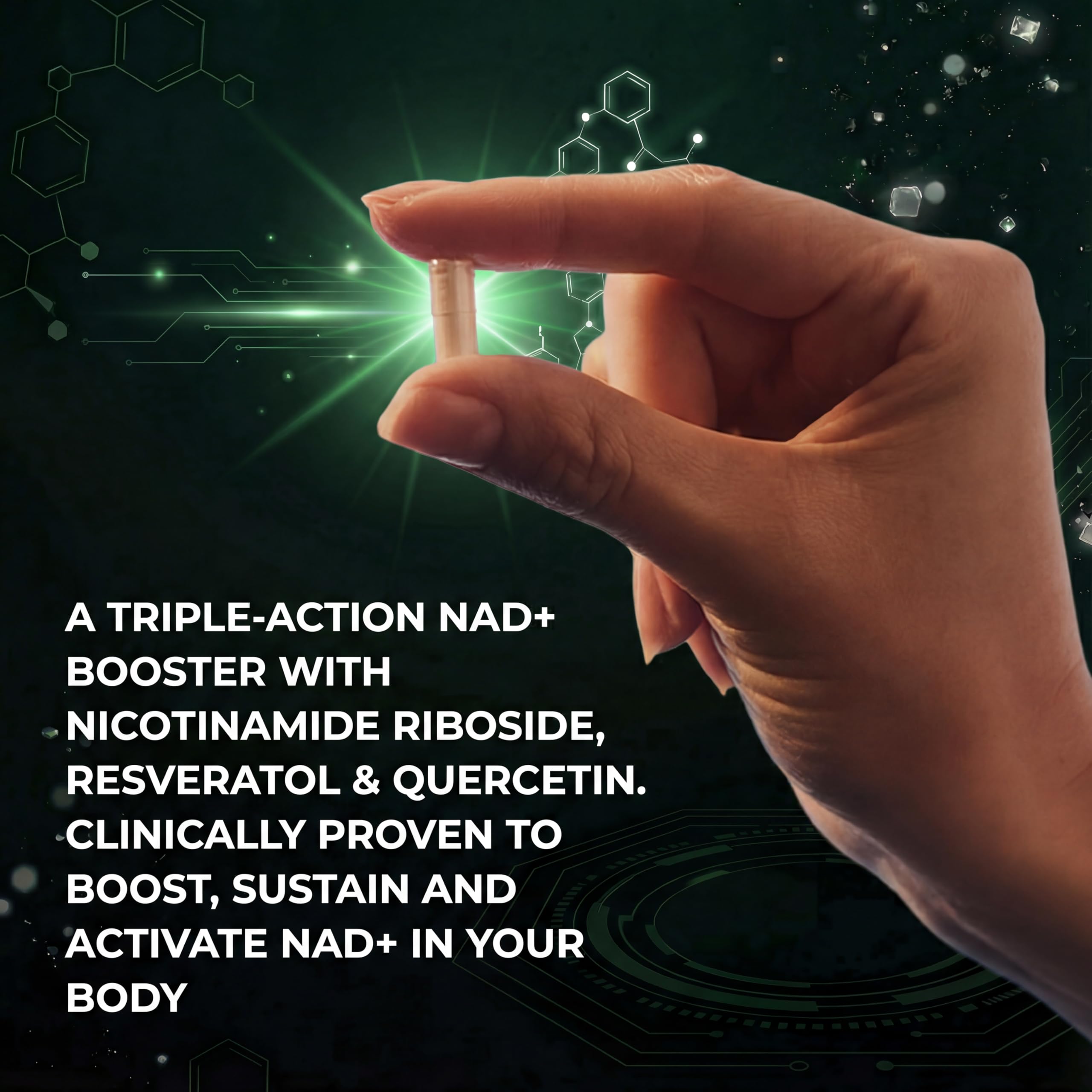 VivaThrive Advanced NAD+ Complex - NMNH Supplement Alternative - 50 Day Supply - Triple Action NAD+ Supplement - Nicotinamide Riboside - Resveratrol - Quercetin - Third-Party Tested - Made in USA VivaThrive uk supplements
