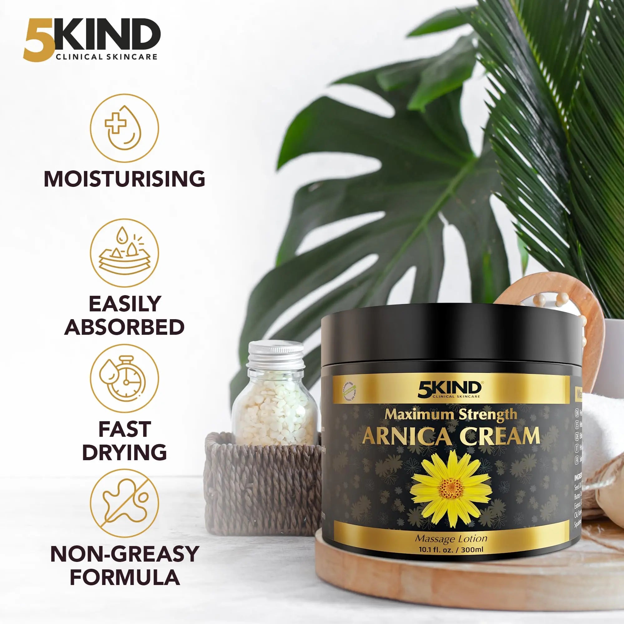 5kind Extra Strong Arnica Cream for Bruising and Swelling 10.1 Fl Oz - Arnica Bruise Cream Extra Strength Fast Healing Thin Skin - High Concentration Arnica Montana Extract for Bruises-Natural Formula 5kind clinical skincare uk supplements