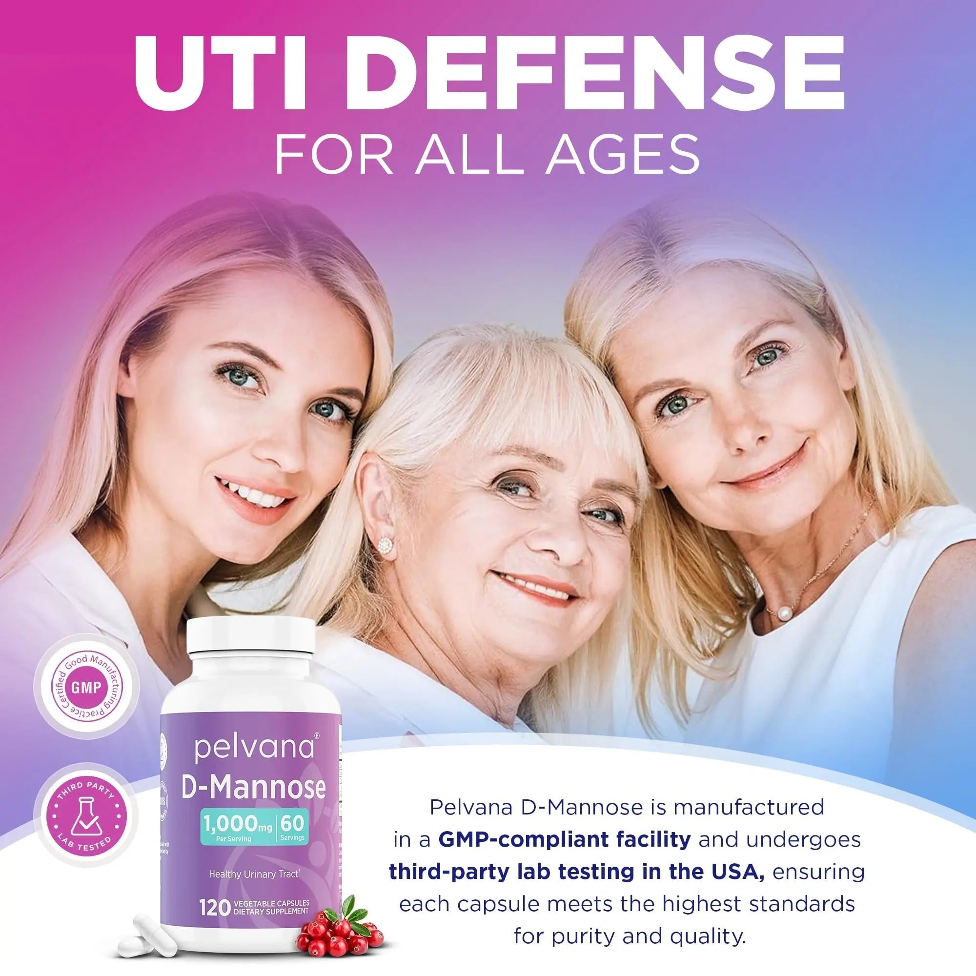 Pelvana D-Mannose 120 Capsules (500mg Each) – 1000mg per Serving – Assists & Maintains Healthy Urinary Tract, Flushes Impurities, Pure Ingredients, Gluten-Free – Third-Party Lab Tested, Made in USA Pelvana uk supplements