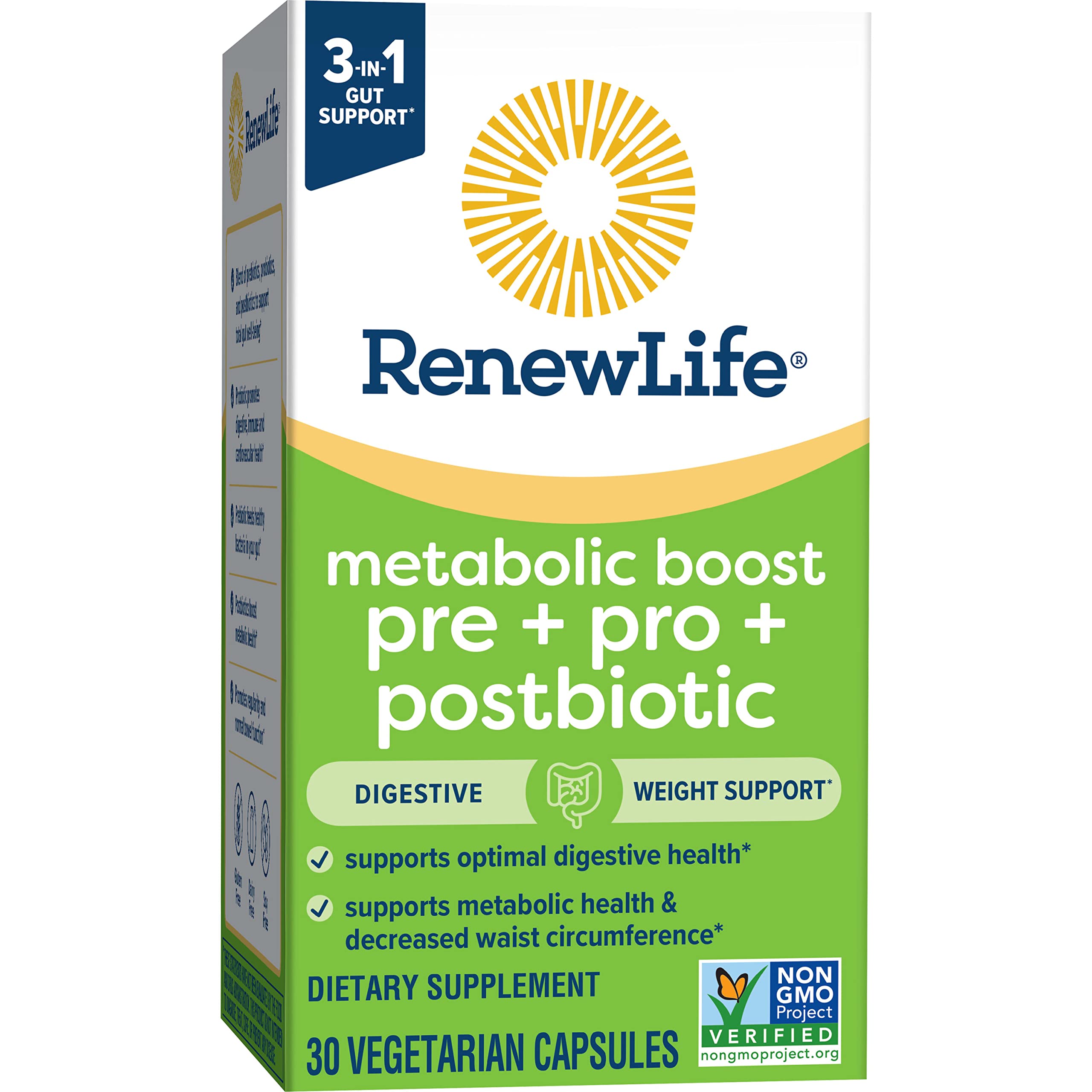Renew Life Metabolic Boost Pre + Pro + Postbiotic; Prebiotics, Probiotics and Postbiotics Renew Life uk supplements