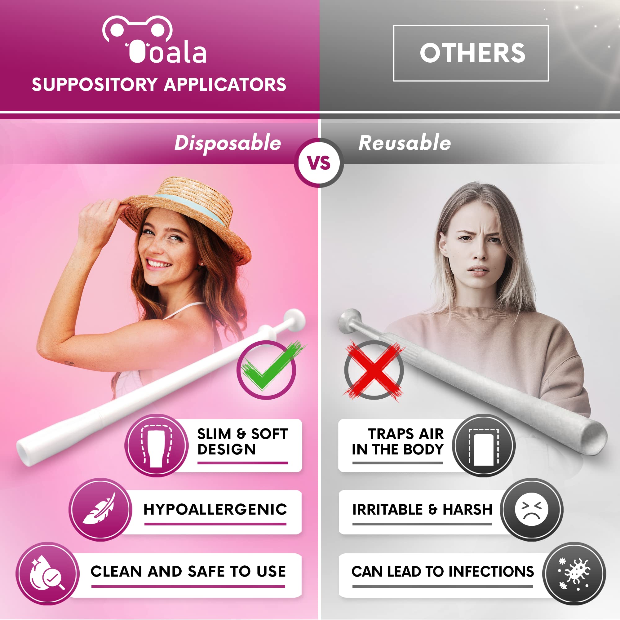 Ooala Disposable Vaginal Suppository Applicators (30-Pack) | Fits Most Brands, Pills, Tablets and Boric Acid Ooala uk supplements