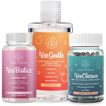 VeeBalance Bundle – Boric Acid Suppositories, Feminine Wash & Cranberry Probiotics for Women – pH Balance & Freshness Support VeeFresh uk supplements