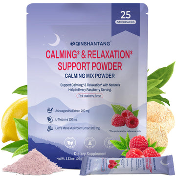 Super Cortisol Drink – Calm Magnesium Powder, L-Theanine, Lion’s Mane & Ashwagandha | Relaxation, Focus & Stress Balance for Women | Sugar-Free, On-The-Go | Red Raspberry Flavor, 25 Servings QIN SHAN TANG uk supplements