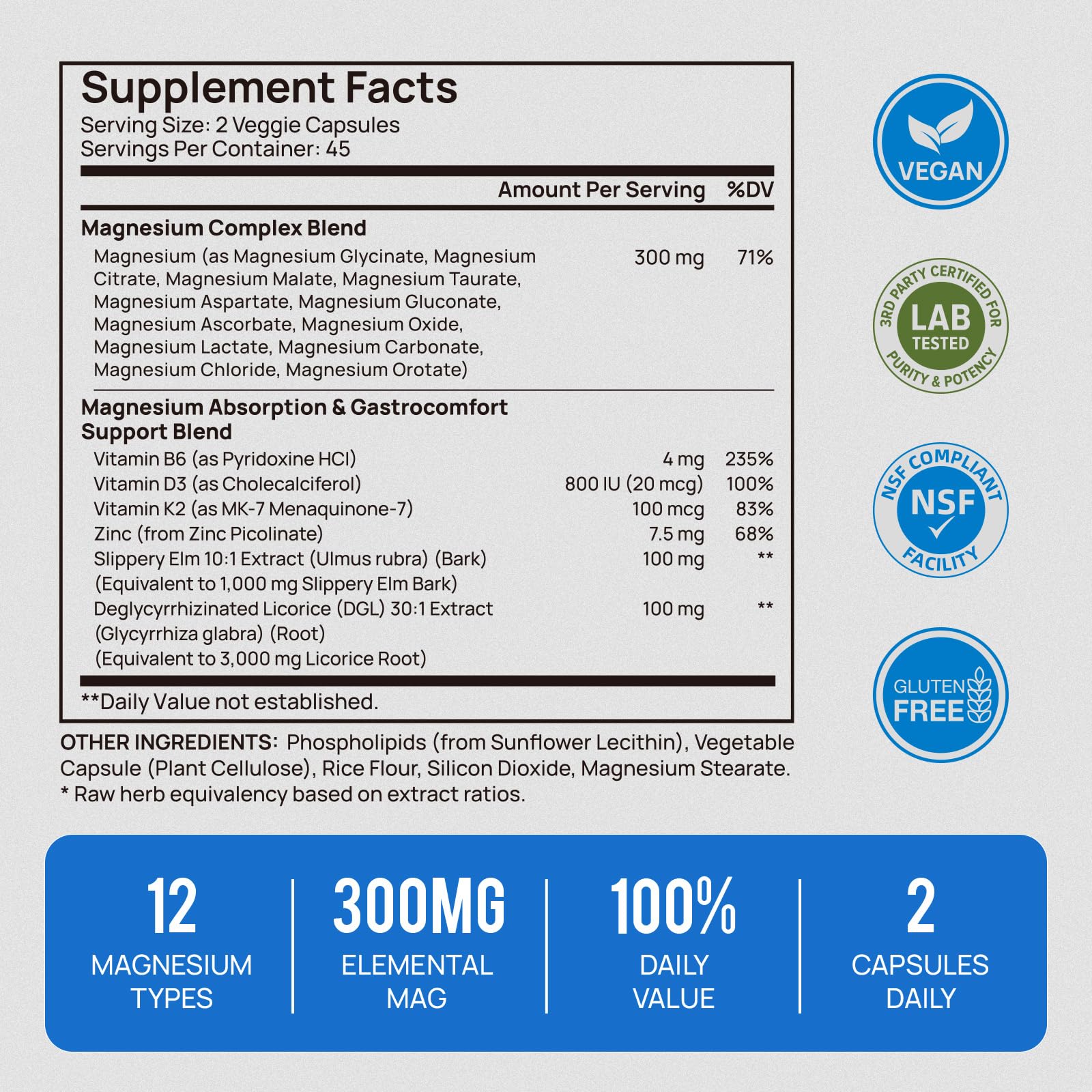 18 in 1 Magnesium Complex for Women and Men | Liposomal Magnesium Supplement with Glycinate, Citrate, Malate, Taurate, D3 & K2 | High Absorption for Muscle, Sleep, Bone, Nerve Support | 90 Capsules Selerb uk supplements