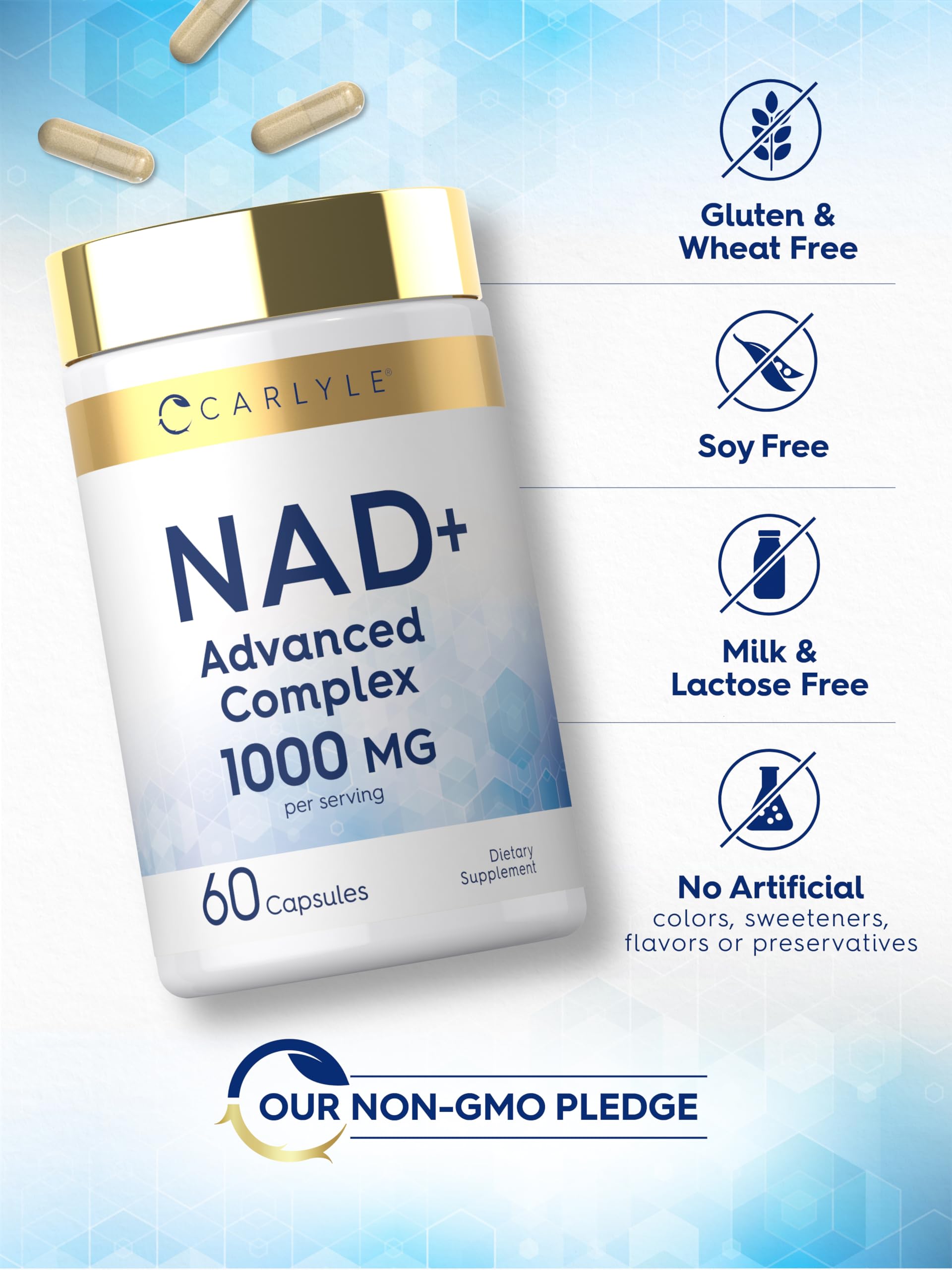 Carlyle NAD+ Supplement 1000 mg | 60 Capsules | with Resveratrol and Collagen | Advanced Complex for Women and Men | Non-GMO & Gluten Free Carlyle uk supplements