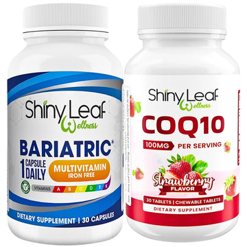 Bariatric Multivitamin Iron-Free One Capsule Per Day and CoQ10 100mg Supplement for Brain Health and Energy Management for Women and Men - 1 Month Supply Shiny Leaf uk supplements