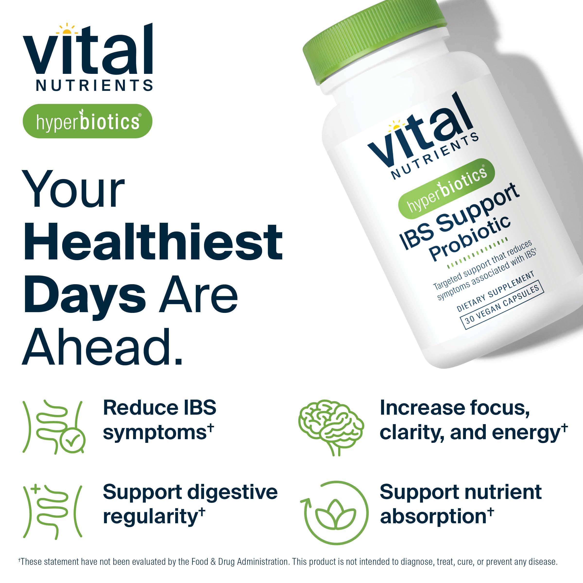 Hyperbiotics Vital Nutrients IBS Probiotic | Reduce Symptoms of IBS* | Clinically Studied Vegan probiotic for IBS Relief from Bloating, Gas, Diarrhea, & Abdominal Discomfort* | 30 Capsules Hyperbiotics uk supplements