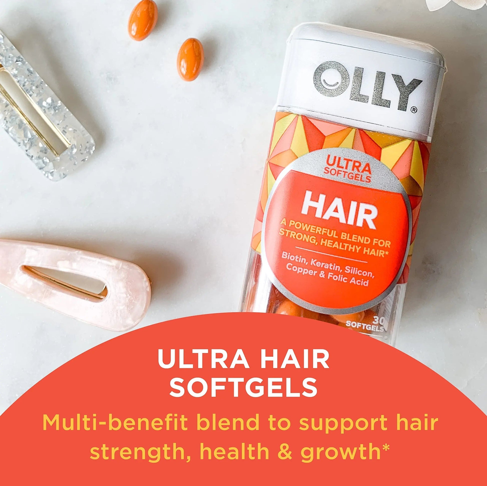 OLLY Ultra Women's Multi Softgels & Ultra Strength Hair Softgels, Supports Hair Health, Biotin, Keratin, Vitamin D, B12, Hair Supplement, 30 Day Supply - 30 Count OLLY uk supplements