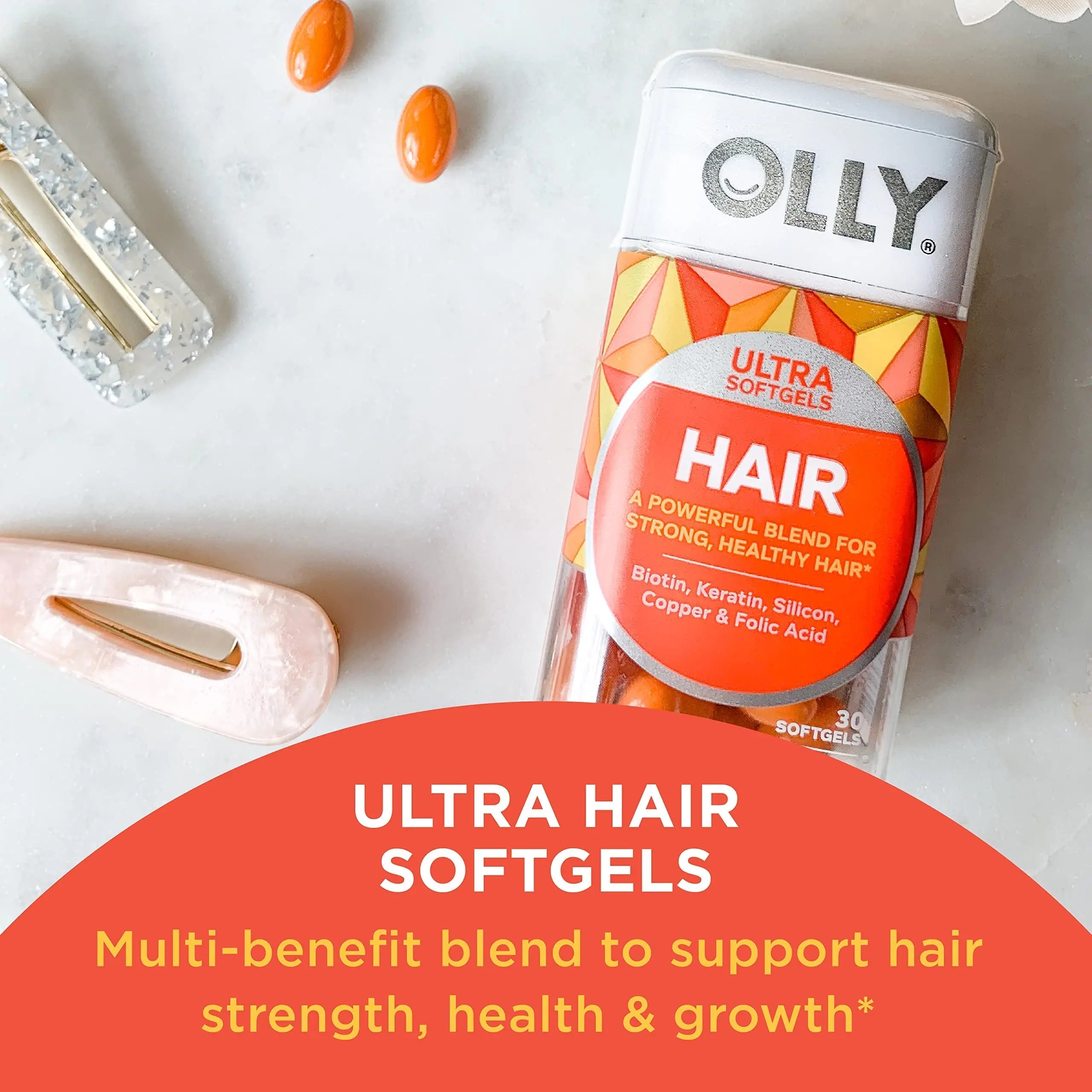 OLLY Ultra Women's Multi Softgels & Ultra Strength Hair Softgels, Supports Hair Health, Biotin, Keratin, Vitamin D, B12, Hair Supplement, 30 Day Supply - 30 Count OLLY uk supplements