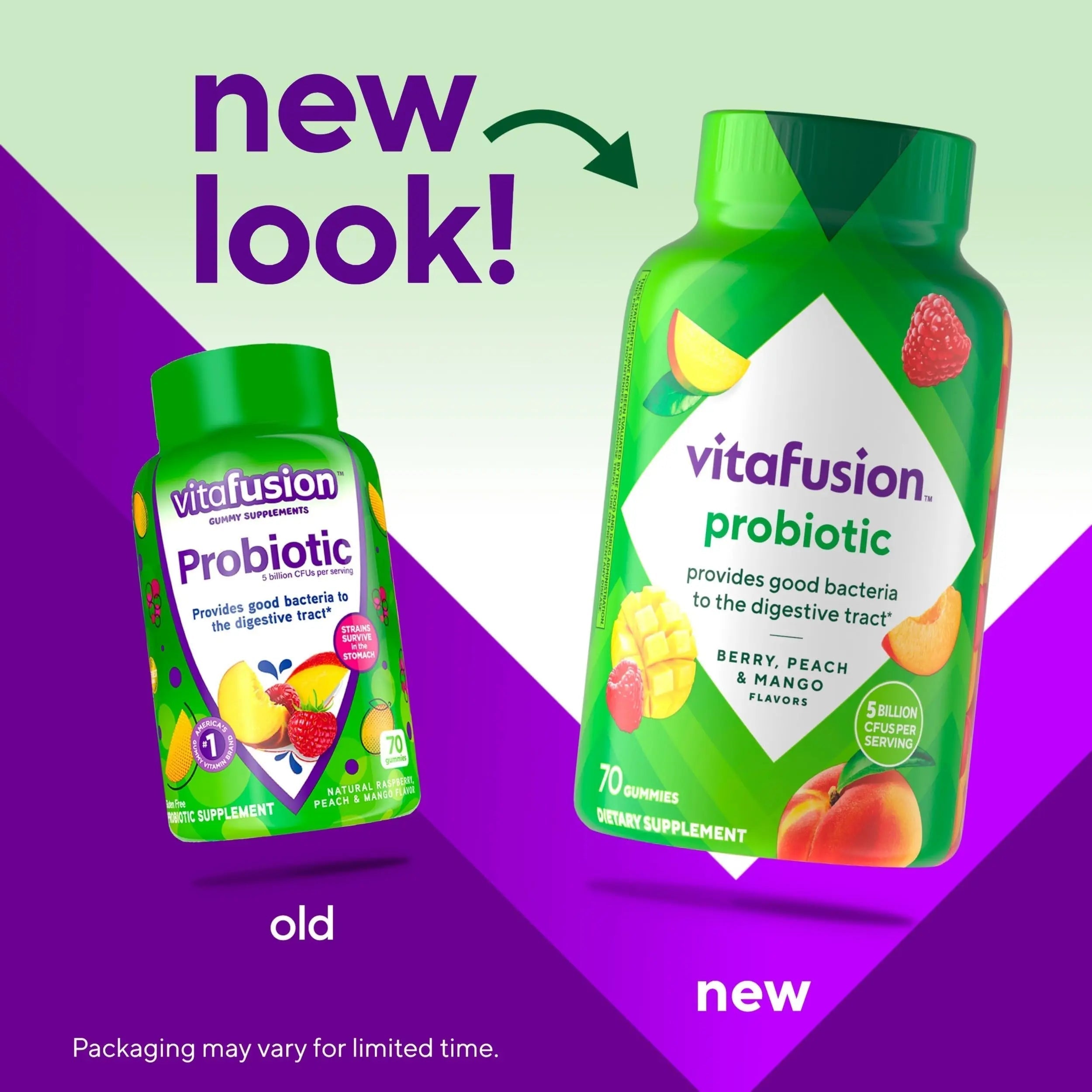 vitafusion Probiotic Gummy Supplements, Raspberry, Peach and Mango Flavors, Probiotic Nutritional Supplements With 5 Billion CFUs Vitafusion uk supplements