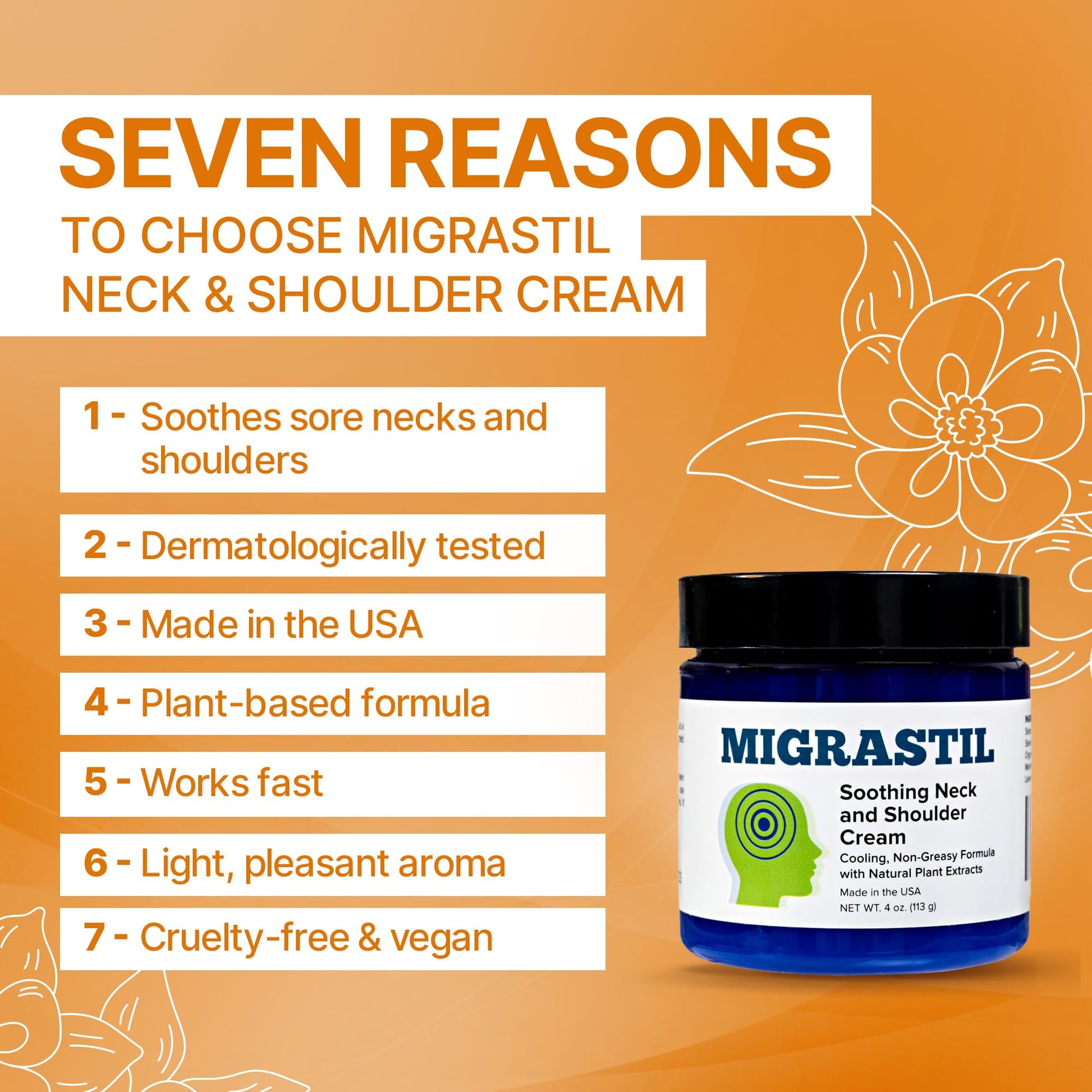 Basic Vigor Migrastil Neck & Shoulder Cream. Cooling Comfort for Migraines, Tech Neck & Tension. (4 oz.) Made in The USA. Basic Vigor uk supplements