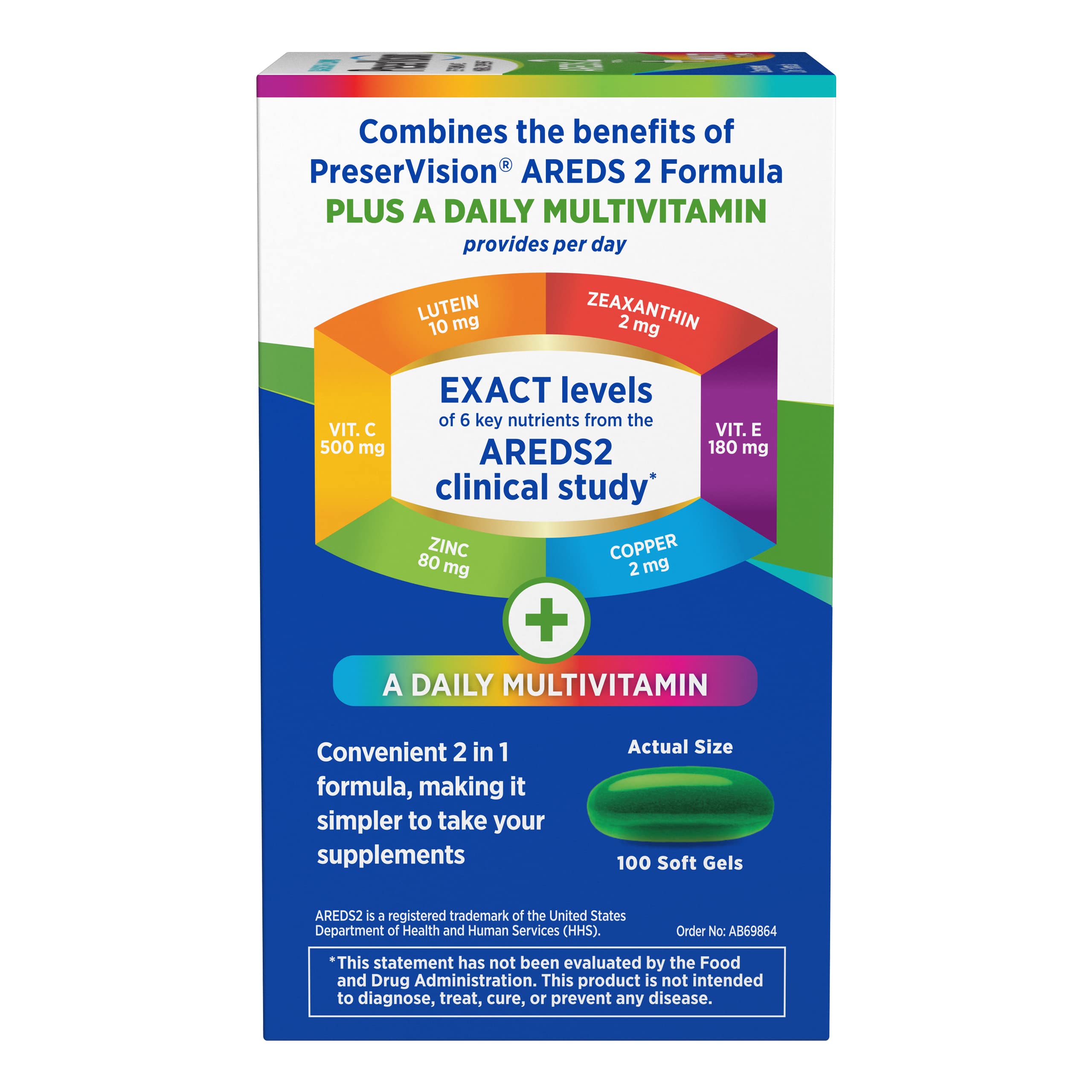 PreserVision AREDS 2 + Multivitamin, #1 Eye Doctor Recommended Brand, 2-in-1 Eye Vitamin with Lutein, Zeaxanthin, Zinc, and Vitamin C, D & E, 100 Softgels PreserVision uk supplements