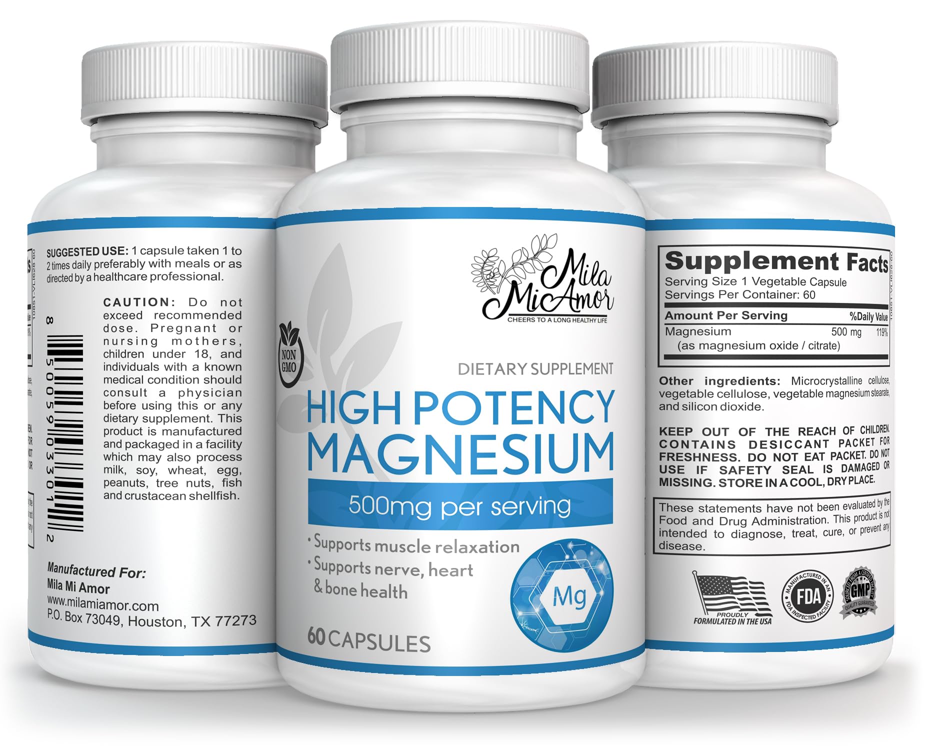 Milamiamor High Potency Magnesium | Whole Body Support | Heart, Nerve and Bone Milamiamor uk supplements