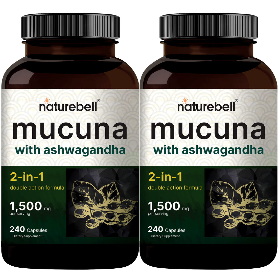 2 Pack NatureBell Mucuna Pruriens Capsules, 1500mg Per Serving, Made with Mucuna NatureBell uk supplements