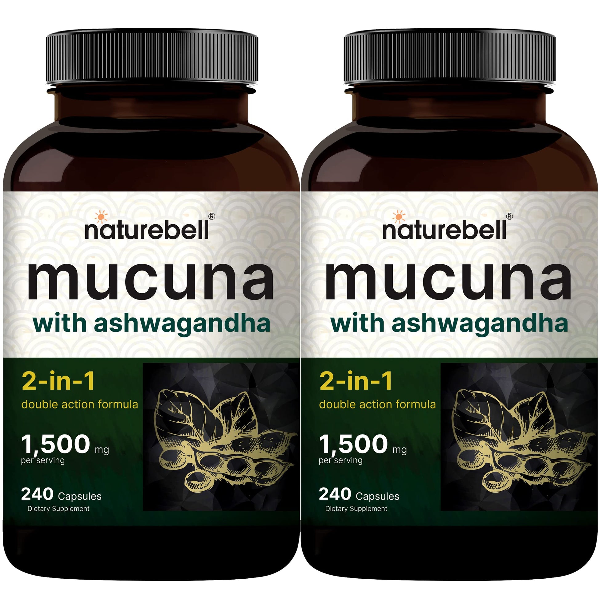 2 Pack NatureBell Mucuna Pruriens Capsules, 1500mg Per Serving, Made with Mucuna NatureBell uk supplements