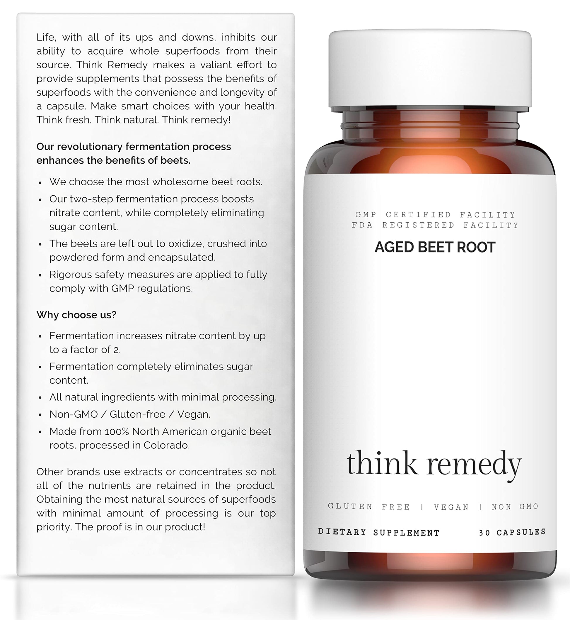 Think Remedy Aged Beet Root Capsules - Beet Pills for Stamina - Organic Beet Root Powder Think Remedy uk supplements