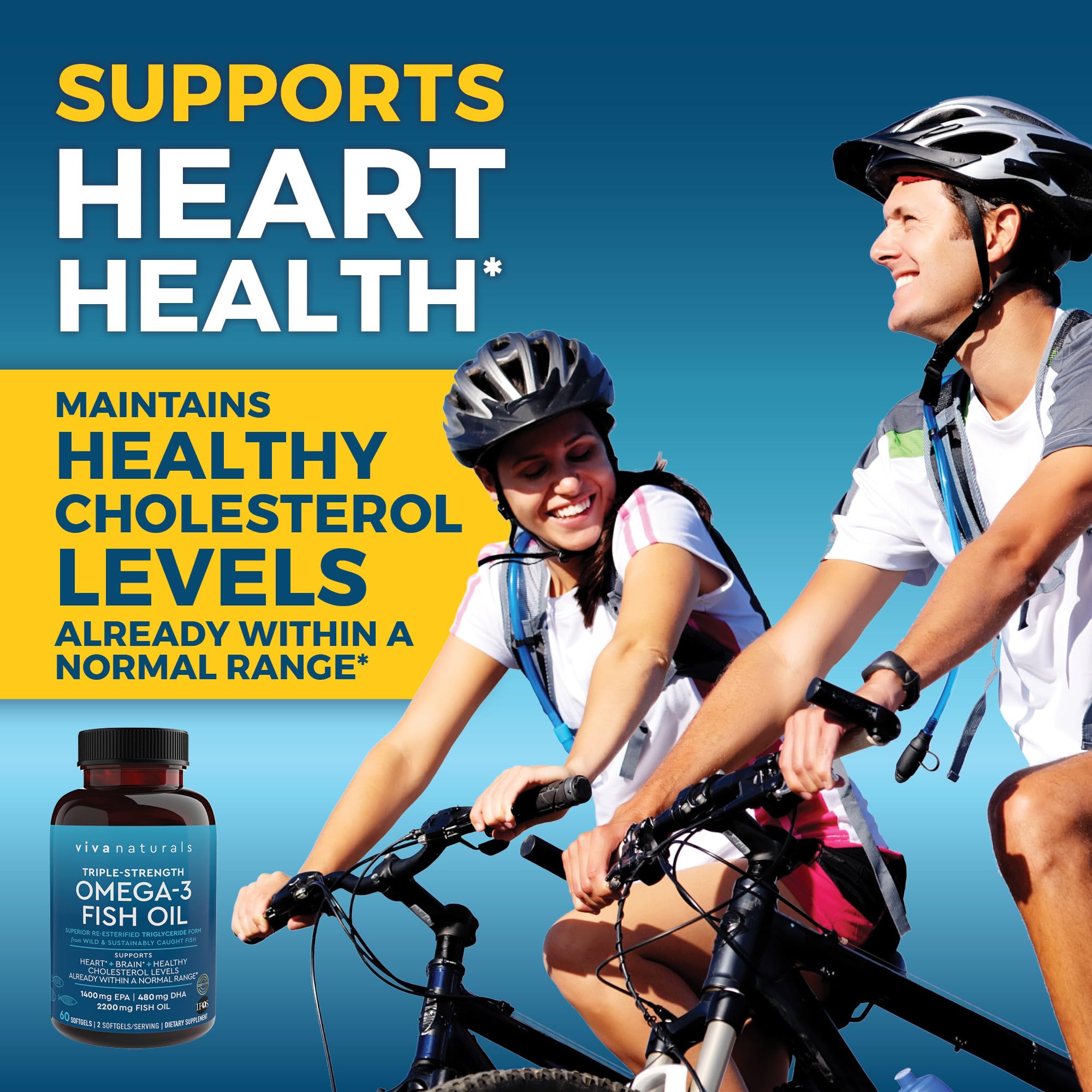 Viva Naturals Triple Strength Omega 3 Fish Oil Supplement - 2200 mg Wild Caught Viva Naturals uk supplements